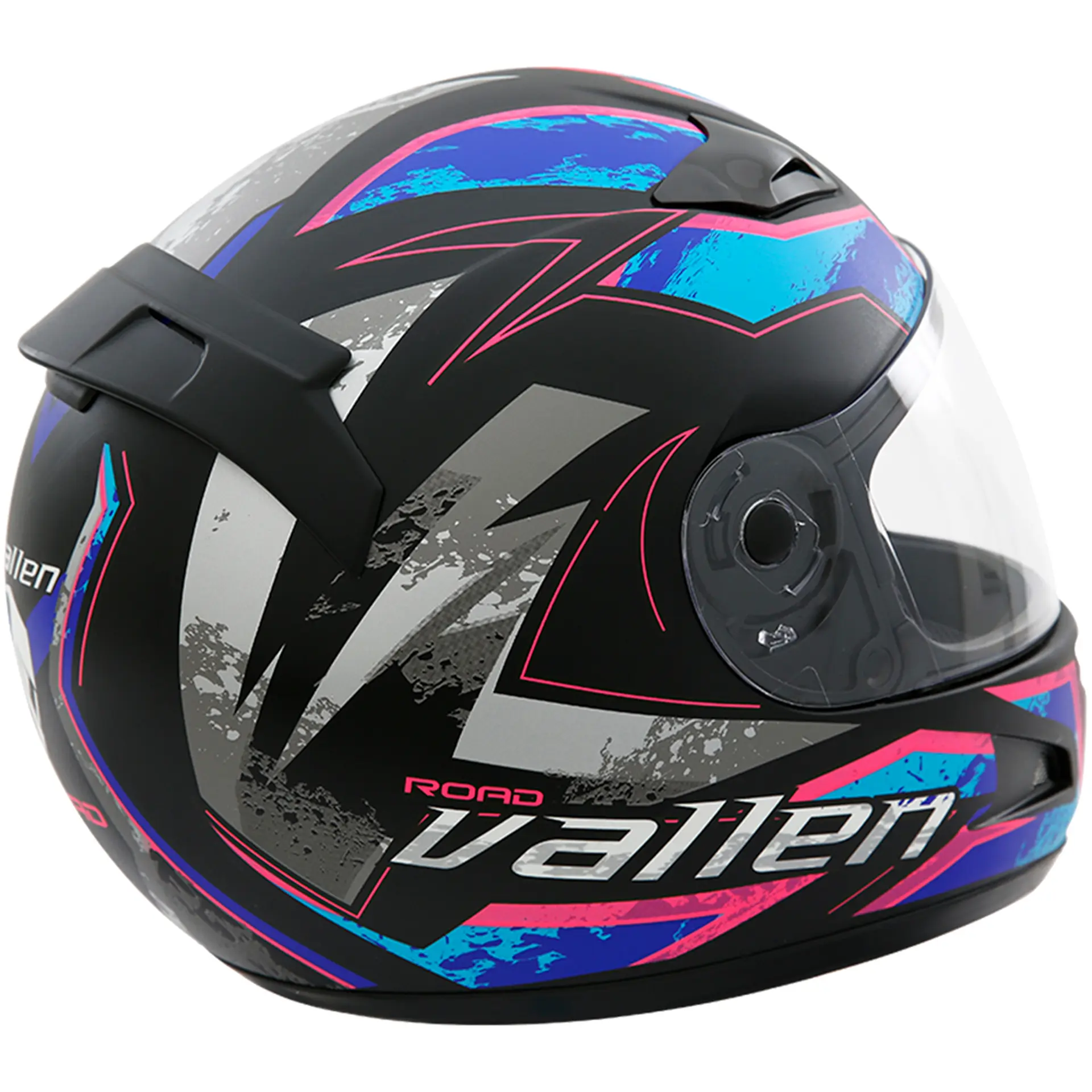 Capacete de Moto Fechado 58 Gow Vallen Road com Engate Rápido - Pink/Azul Fosco