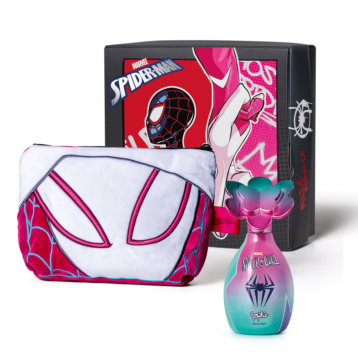 Combo Presente Dia das Crianças Sophie Spider-Gwen: Colônia Infantil 100ml + Nécessarie + Caixa de Presente