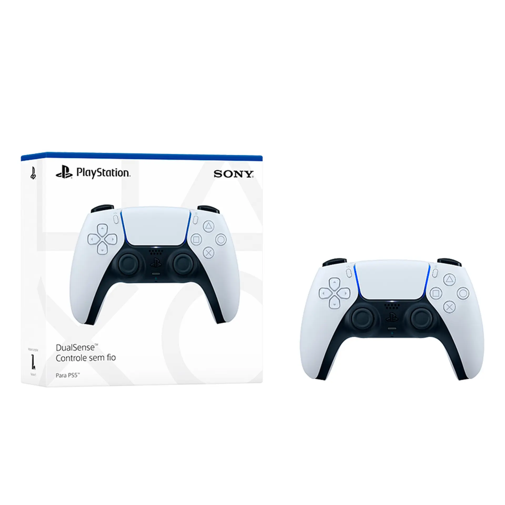 Controle Sony Dualsense Sem Fio PlayStation 5 com Resposta Tátil - Preto/Branco