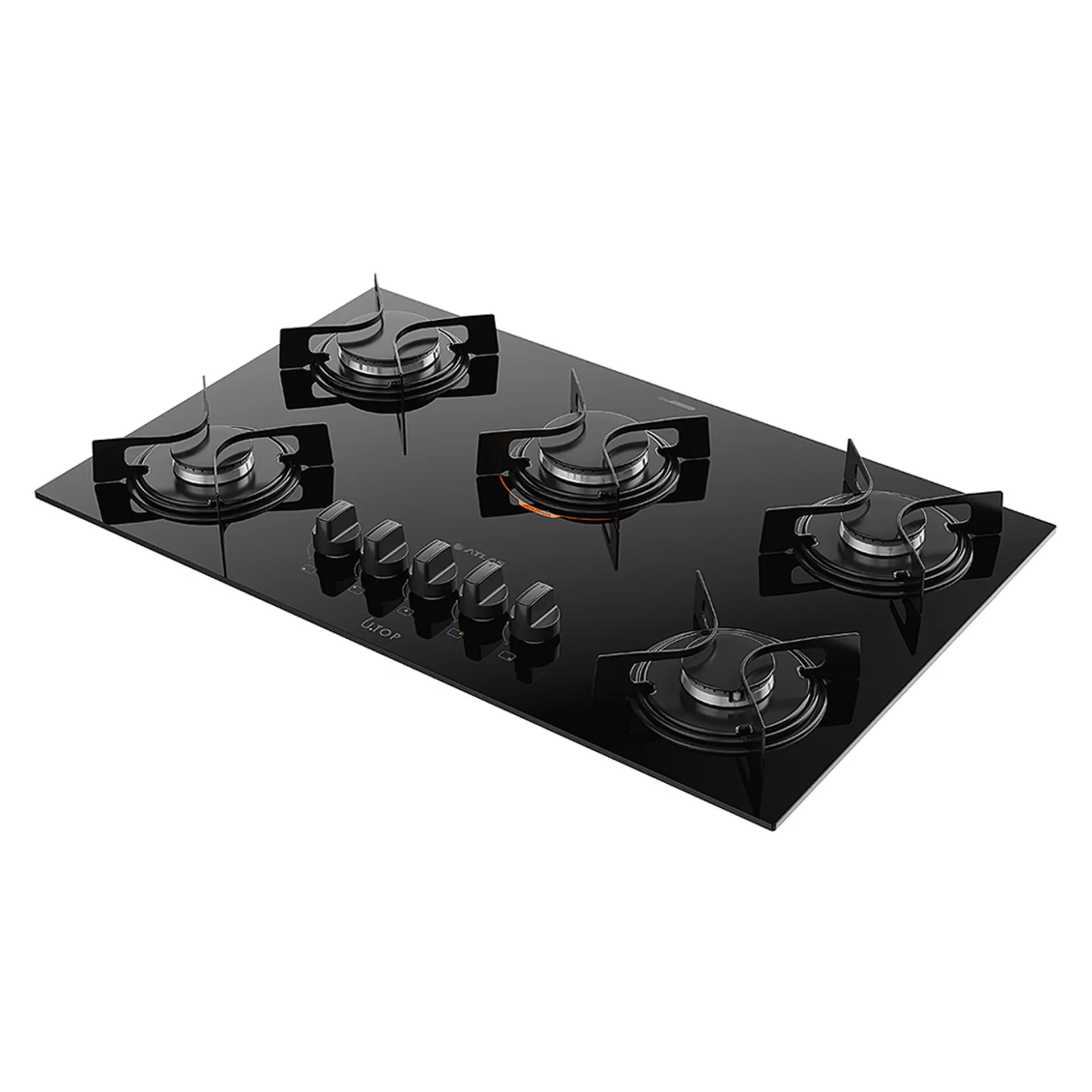 Cooktop a Gás Atlas Utop 5 Bocas Superautomático Mesa em Vidro Temperado - Preto - Bivolt