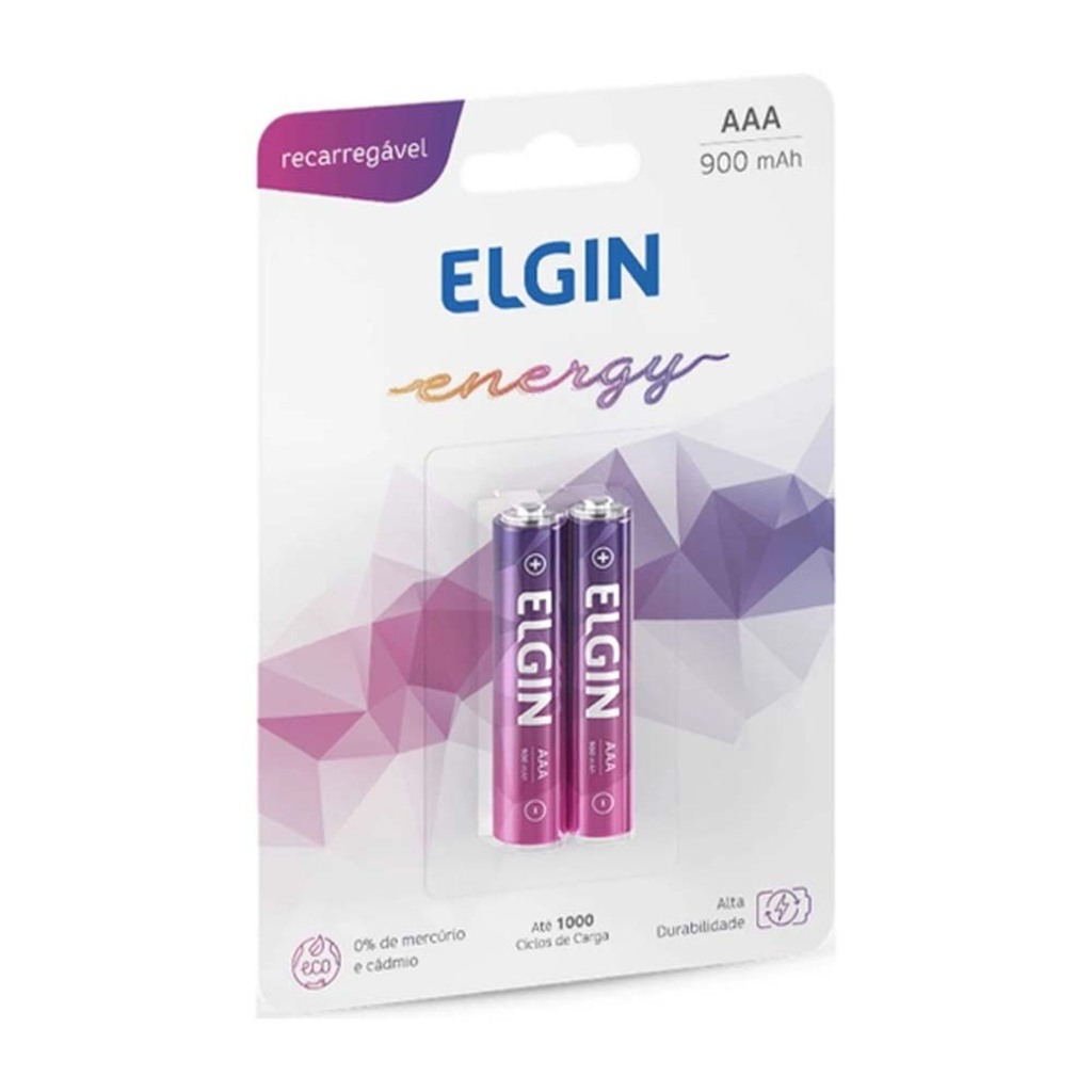 Pilha Recarregável AAA 900MAH Elgin - 82168 - Blister com 2 Pilhas