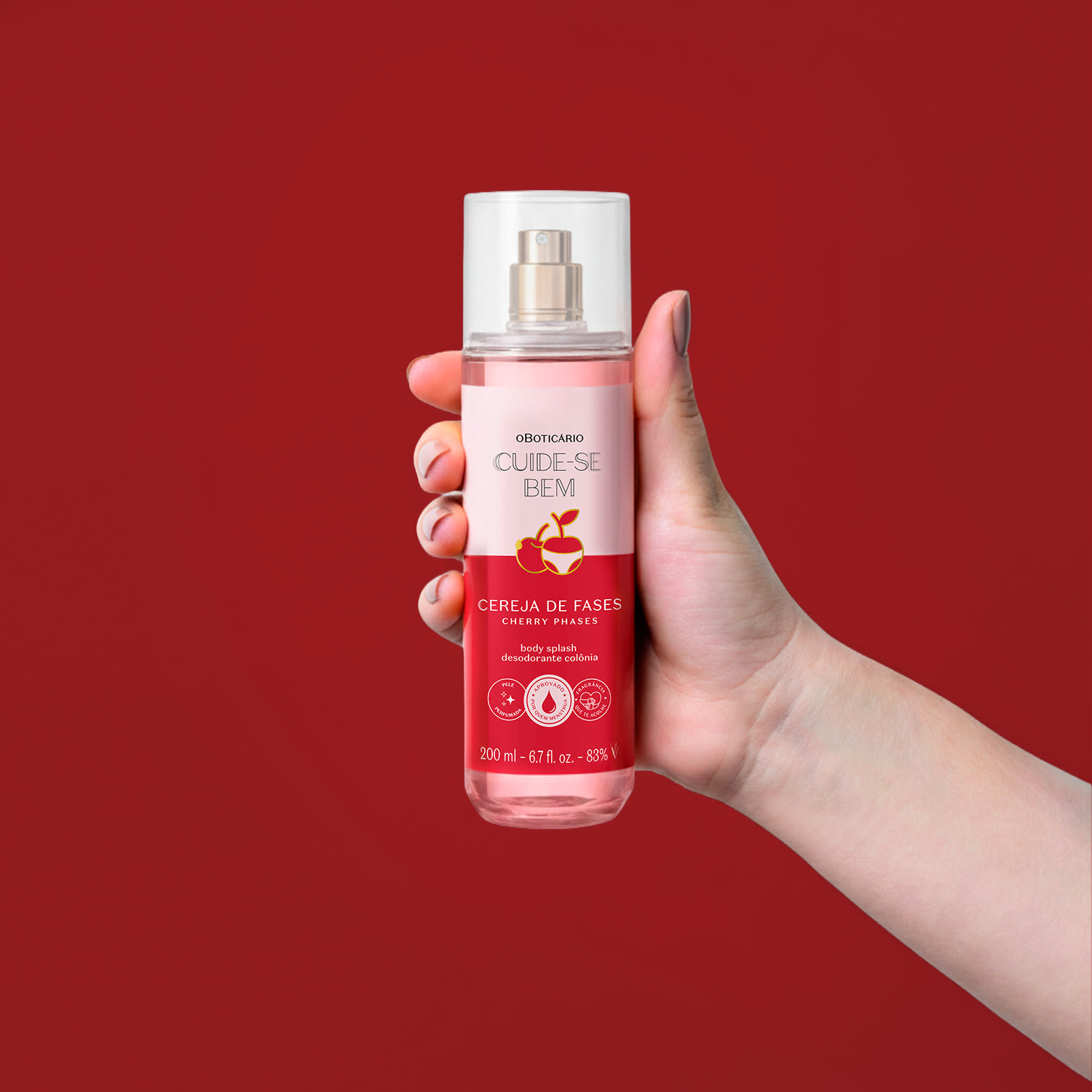 Body Splash Desodorante Colônia Cereja de Fases 200ml
