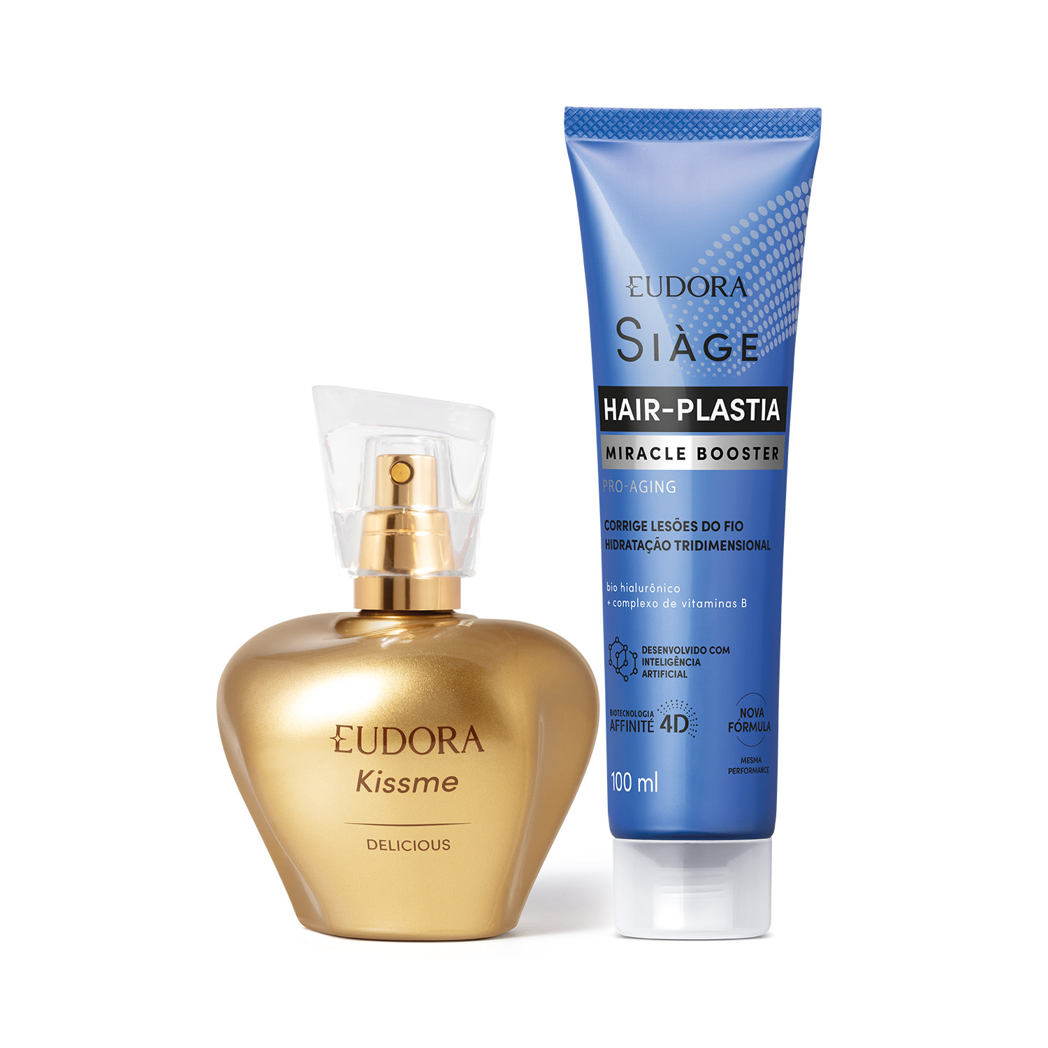 Combo Kiss Me & Siàge: Desodorante Colônia 50ml + Booster Capilar Hair-Plastia 100ml