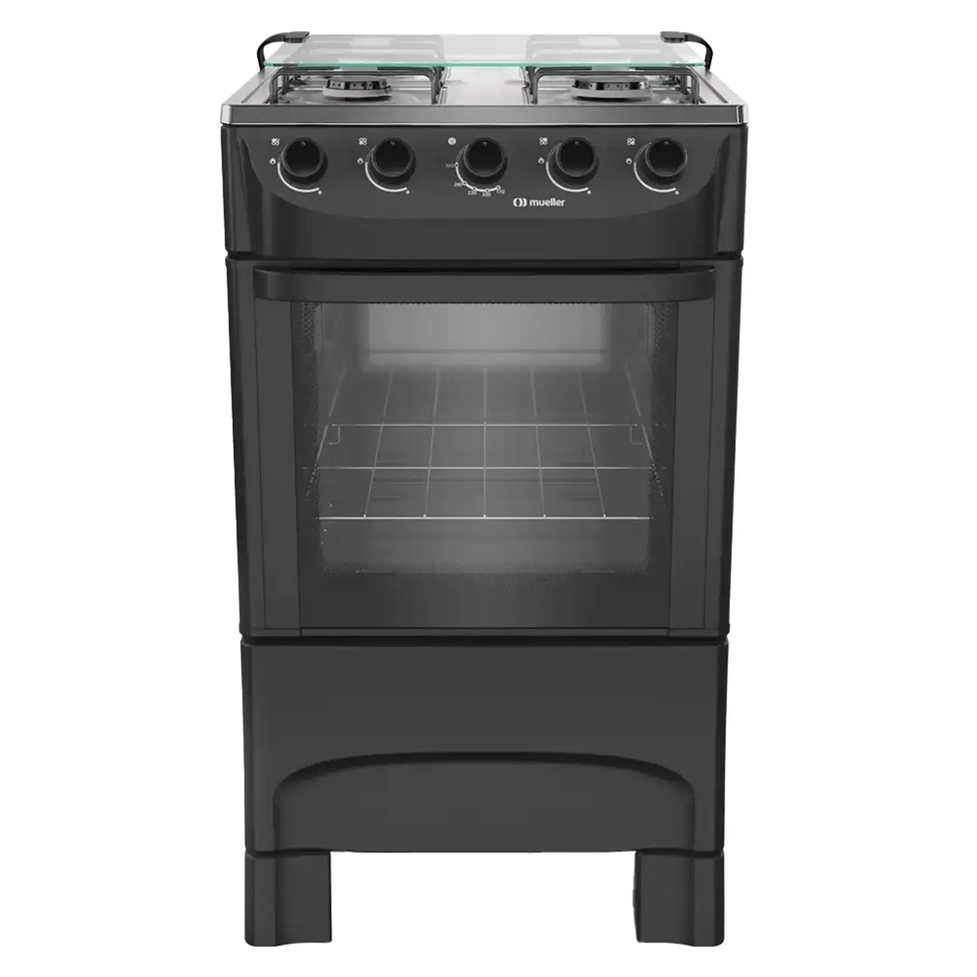Fogão Mueller MFI4BA Acendimento Manual 4 Bocas Mesa Inox Forno 48,1L - Preto