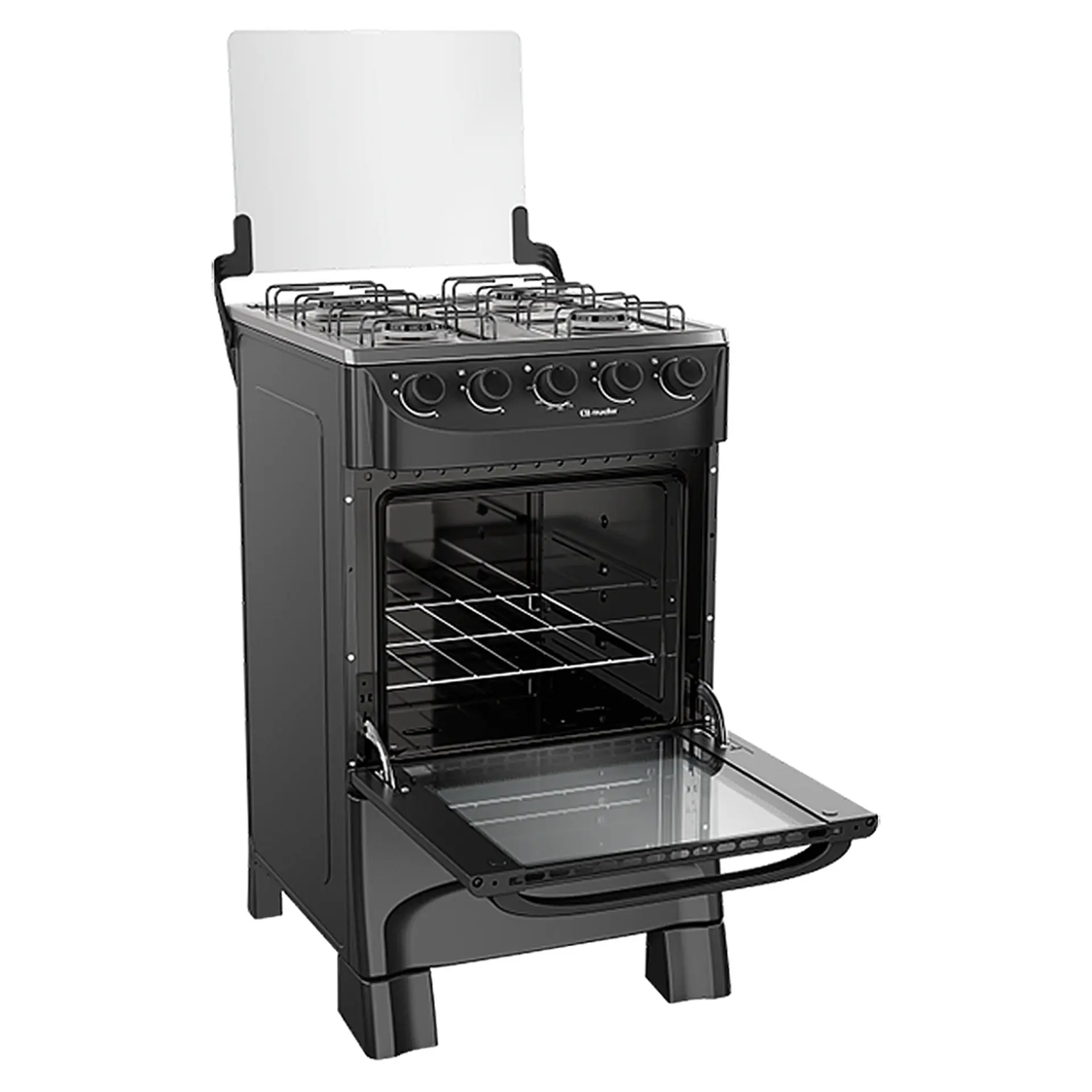 Fogão Mueller MFI4BA Acendimento Manual 4 Bocas Mesa Inox Forno 48,1L - Preto