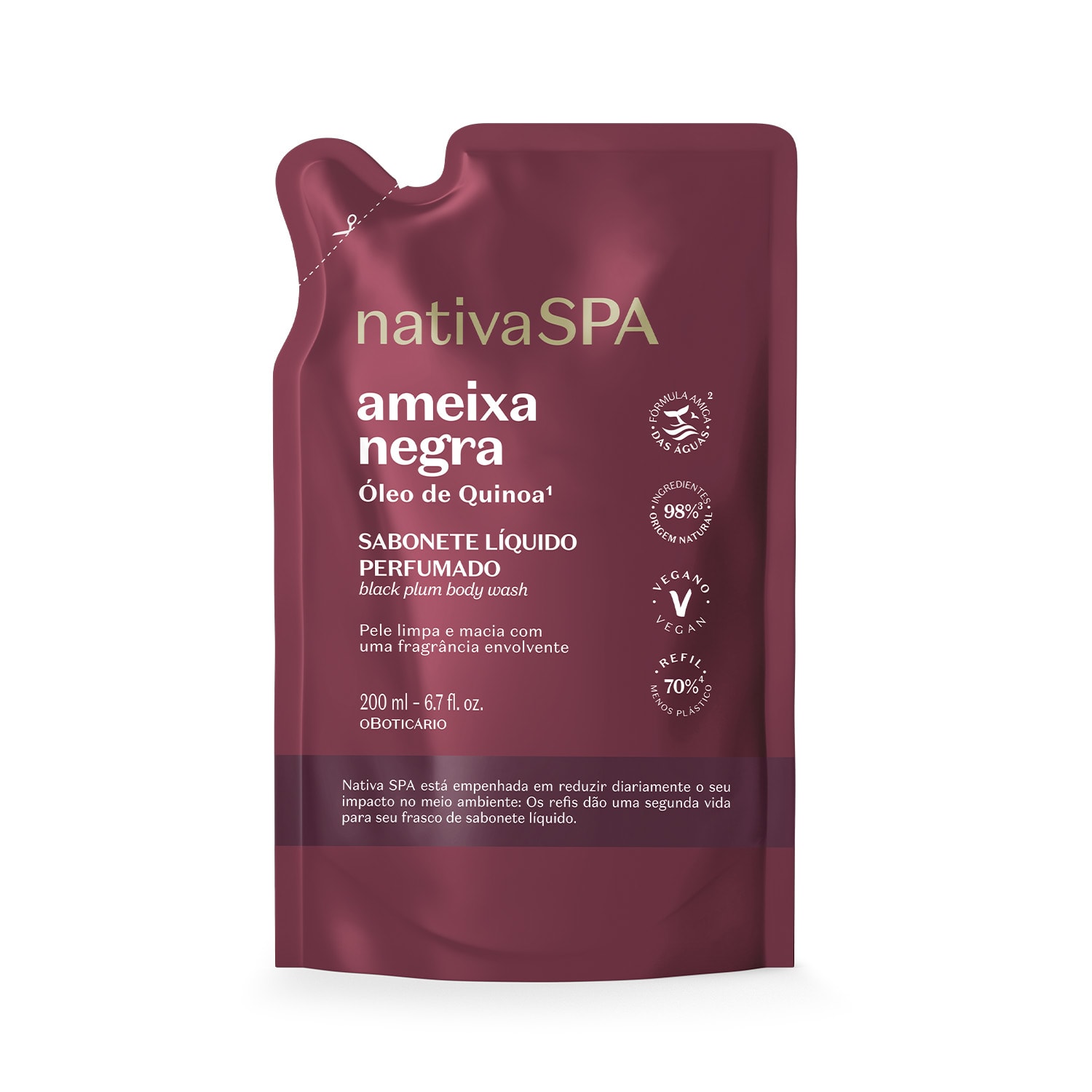 Refil Sabonete Líquido Perfumado Nativa Spa Ameixa Negra 200ml