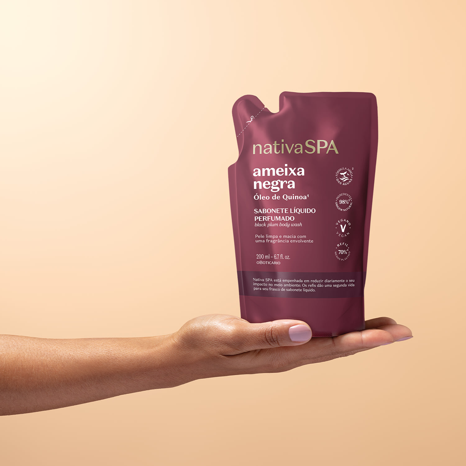 Refil Sabonete Líquido Perfumado Nativa Spa Ameixa Negra 200ml