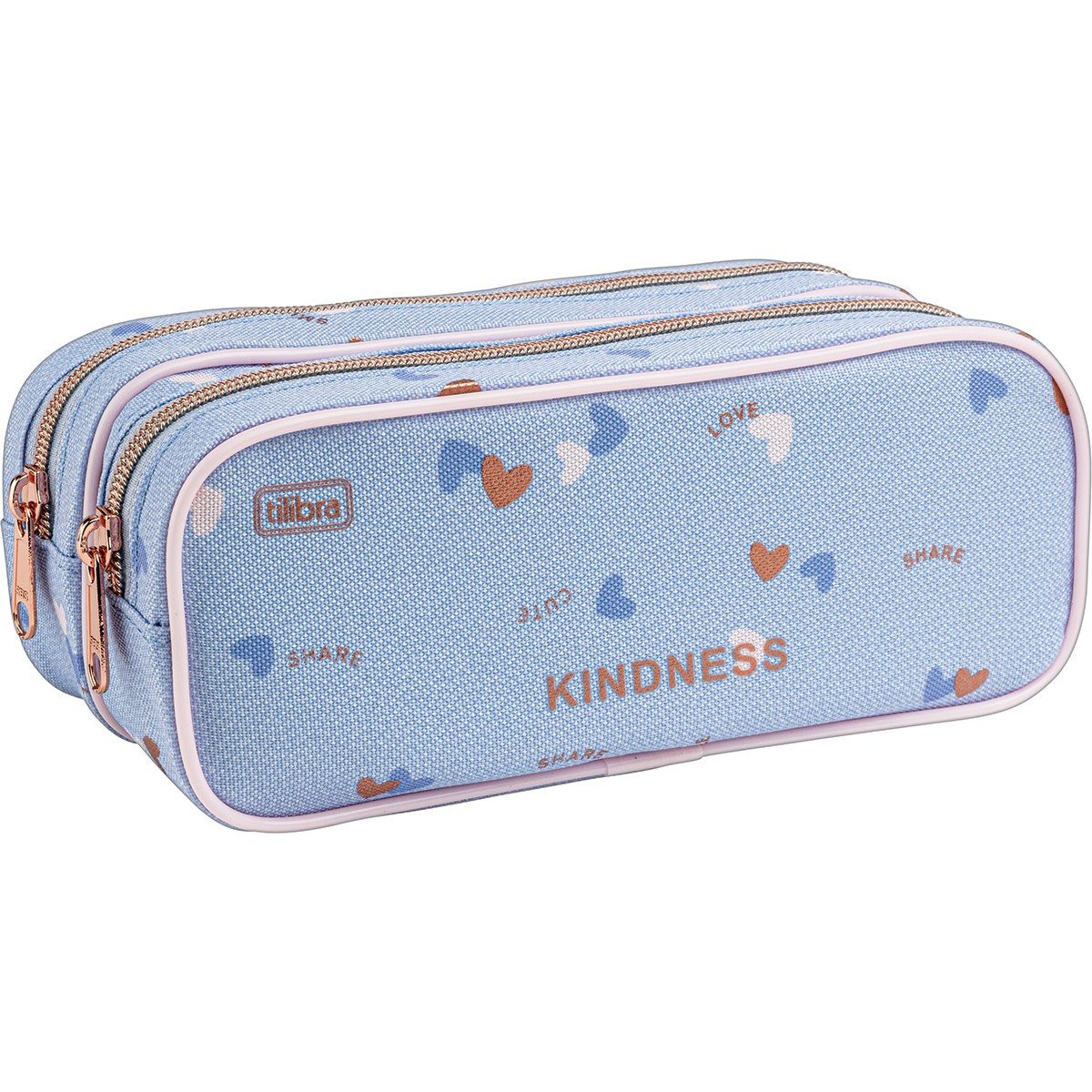 Estojo Tilibra Duplo Académie Coração Metálico Grande Prático e Espaçoso