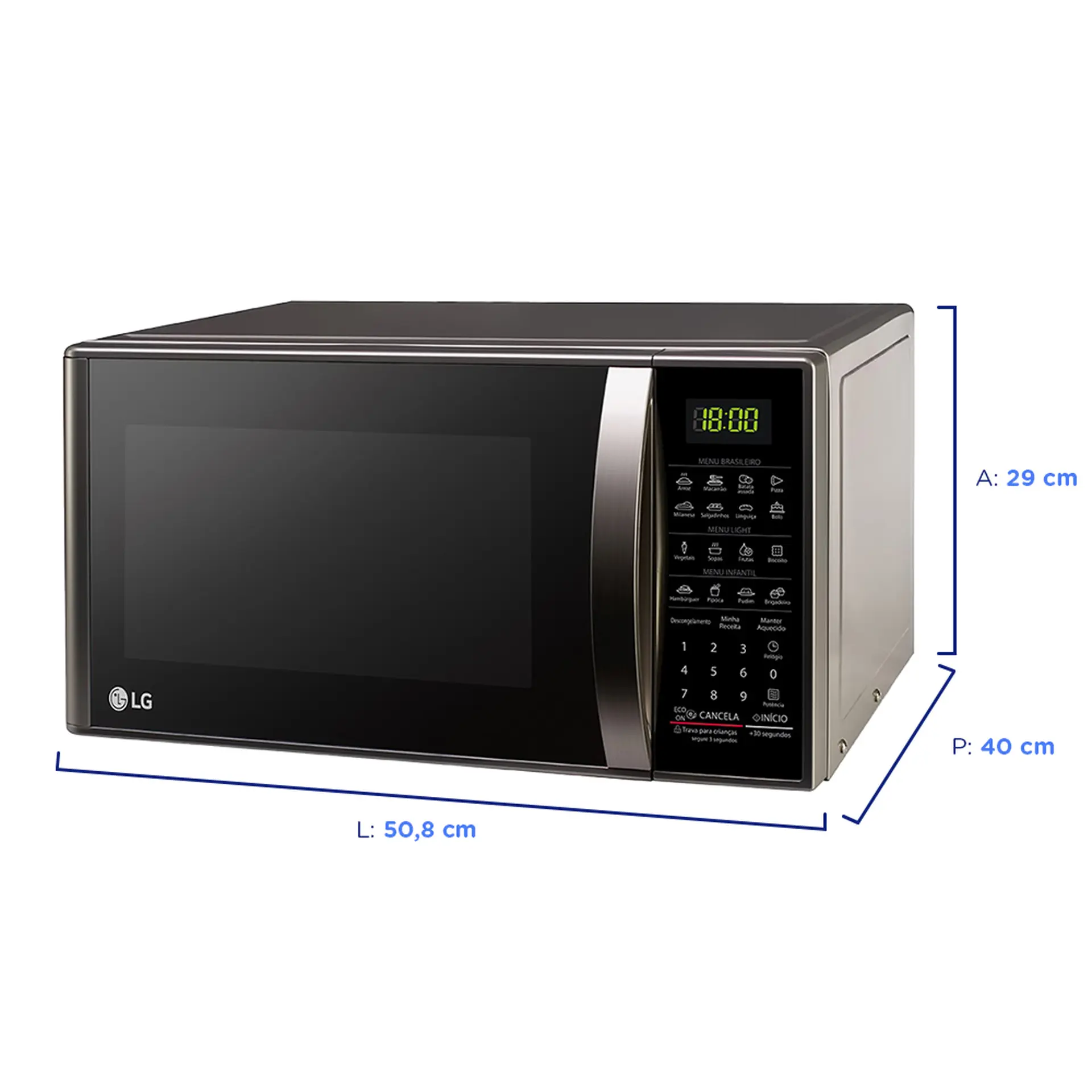 Micro-Ondas LG Solo 30L Cozimento Perfeito MS3043BR - Prata - 220 Volts