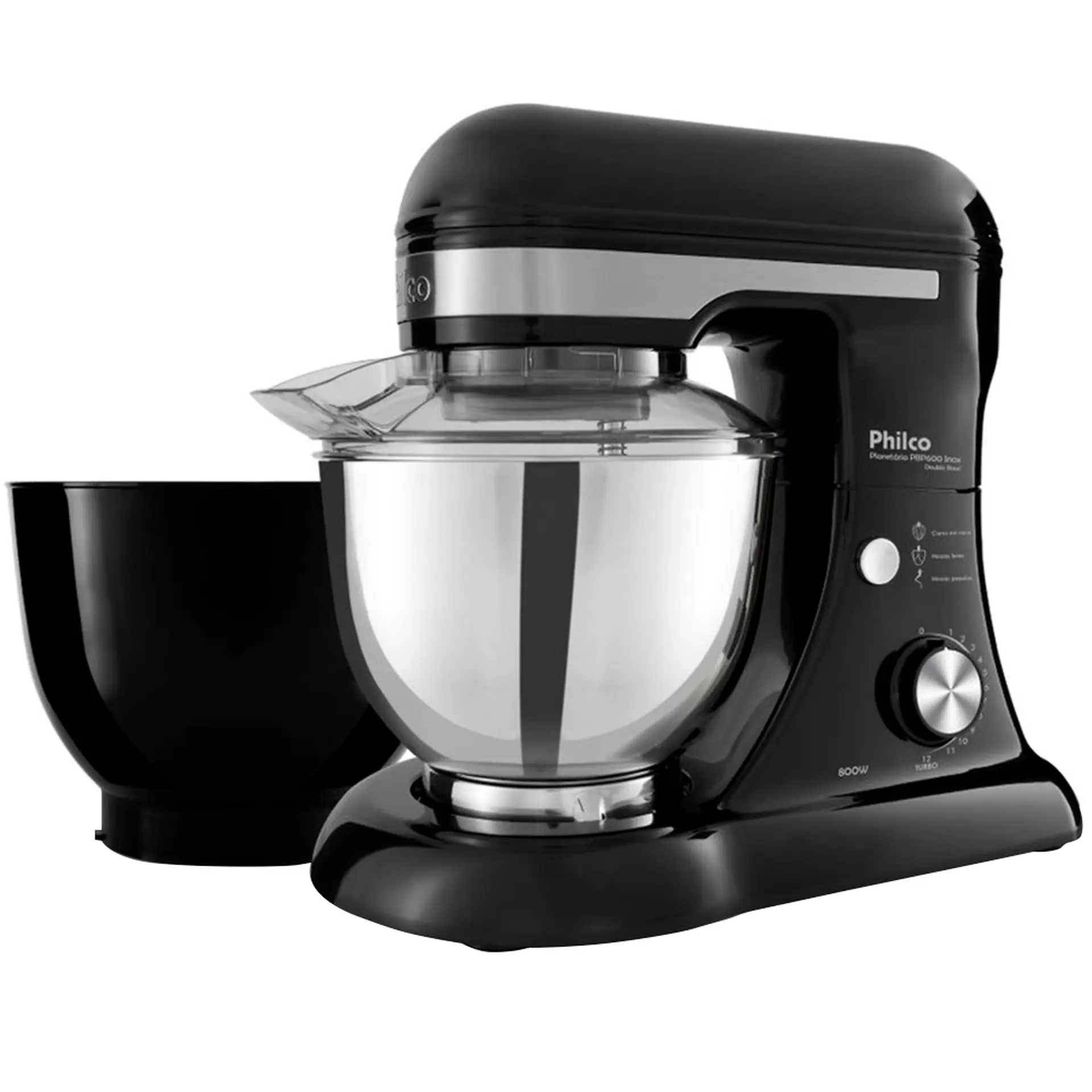 Batedeira Planetária Philco PBP600P Turbo 11 Velocidades 600W - Preto/Inox - 110 Volts