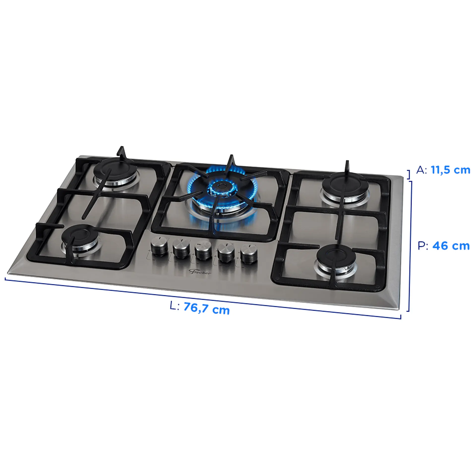 Cooktop a Gás Fischer TC Infinity 5 Bocas Superautomático Mesa em Aço Inox - Inox - Bivolt