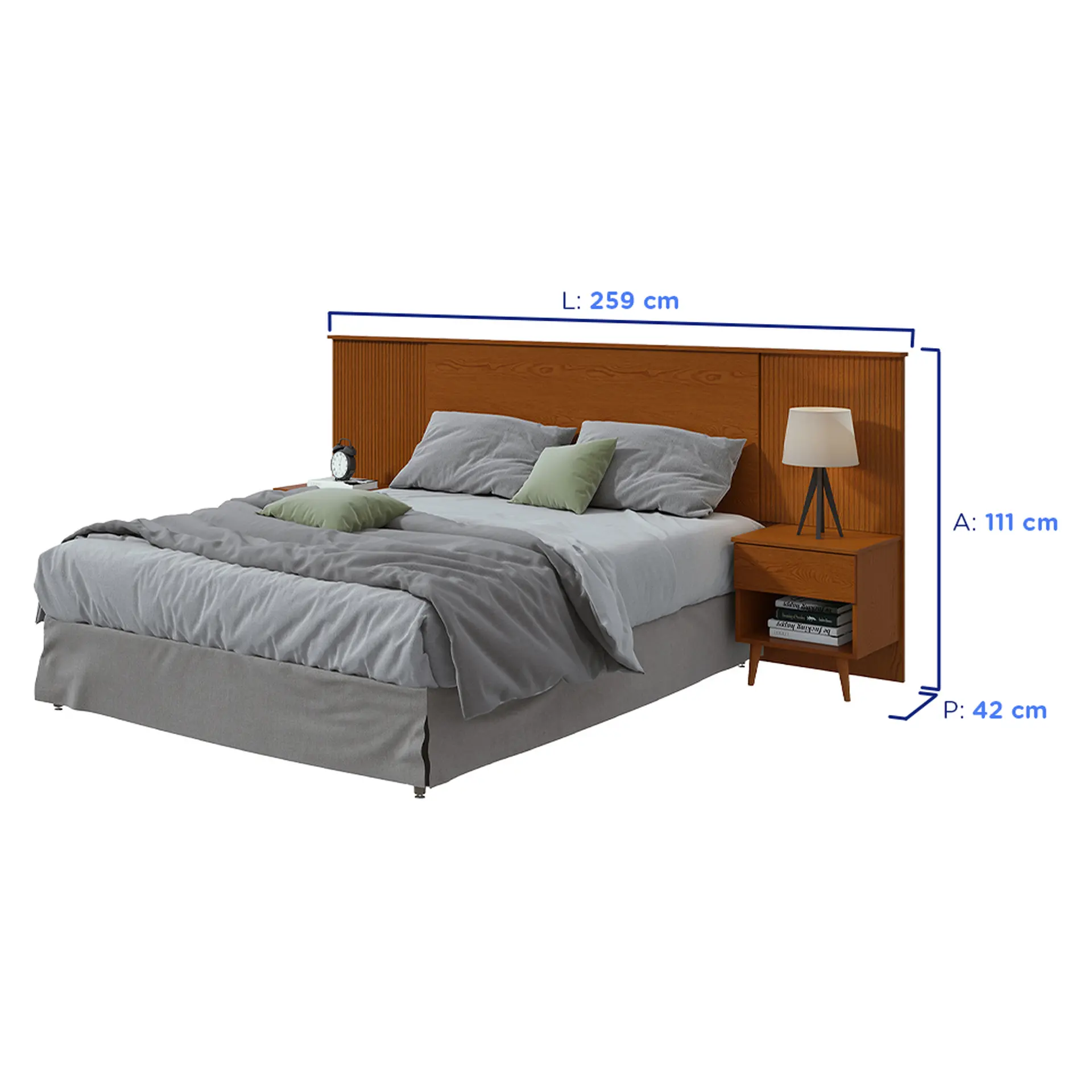 Cabeceira Casal Extensiva 259cm Like Lopas - Frassino