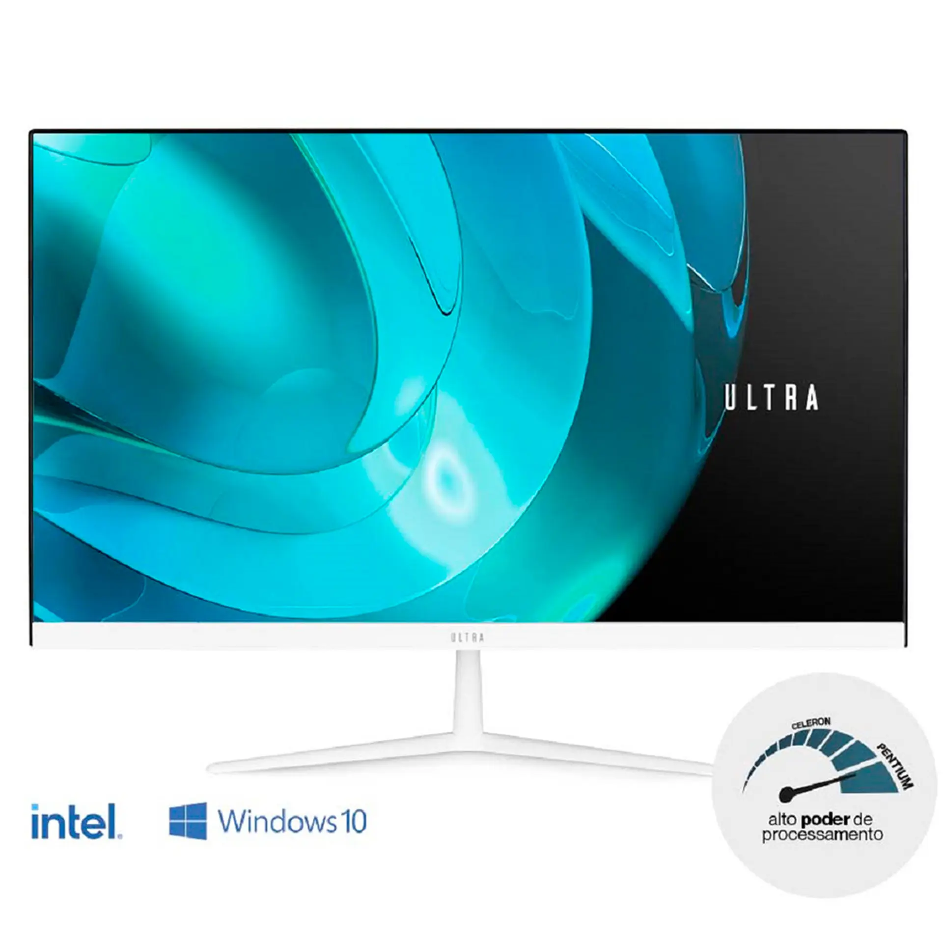Computador AIO Ultra Multilaser Intel Pentium W10 4GB 500GB 23.8" - Branco - Bivolt