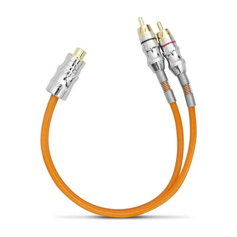 Cabo RCA Y Kx3 1 RCA Fêmea 2 RCA Macho Laranja RCY2M Cabo 20cm