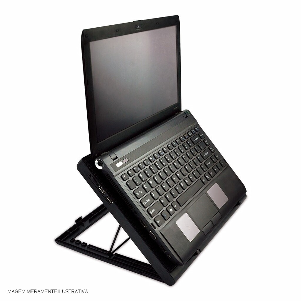 Base para Notebook até 17 Polegadas Preto Ergonômico com Led Verde 2 Cooler + 2 Porta USB Warrior - AC267