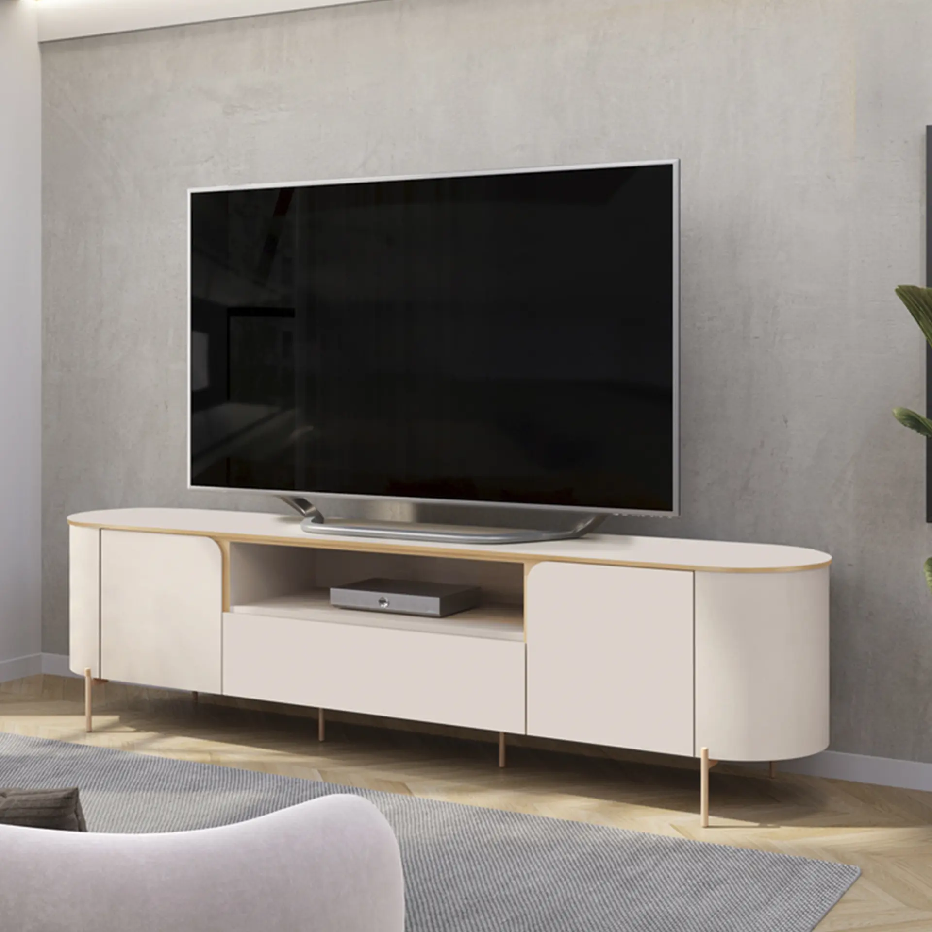 Rack com Painel para TVs até 75" MDF LED Areta DJ Móveis - Off White