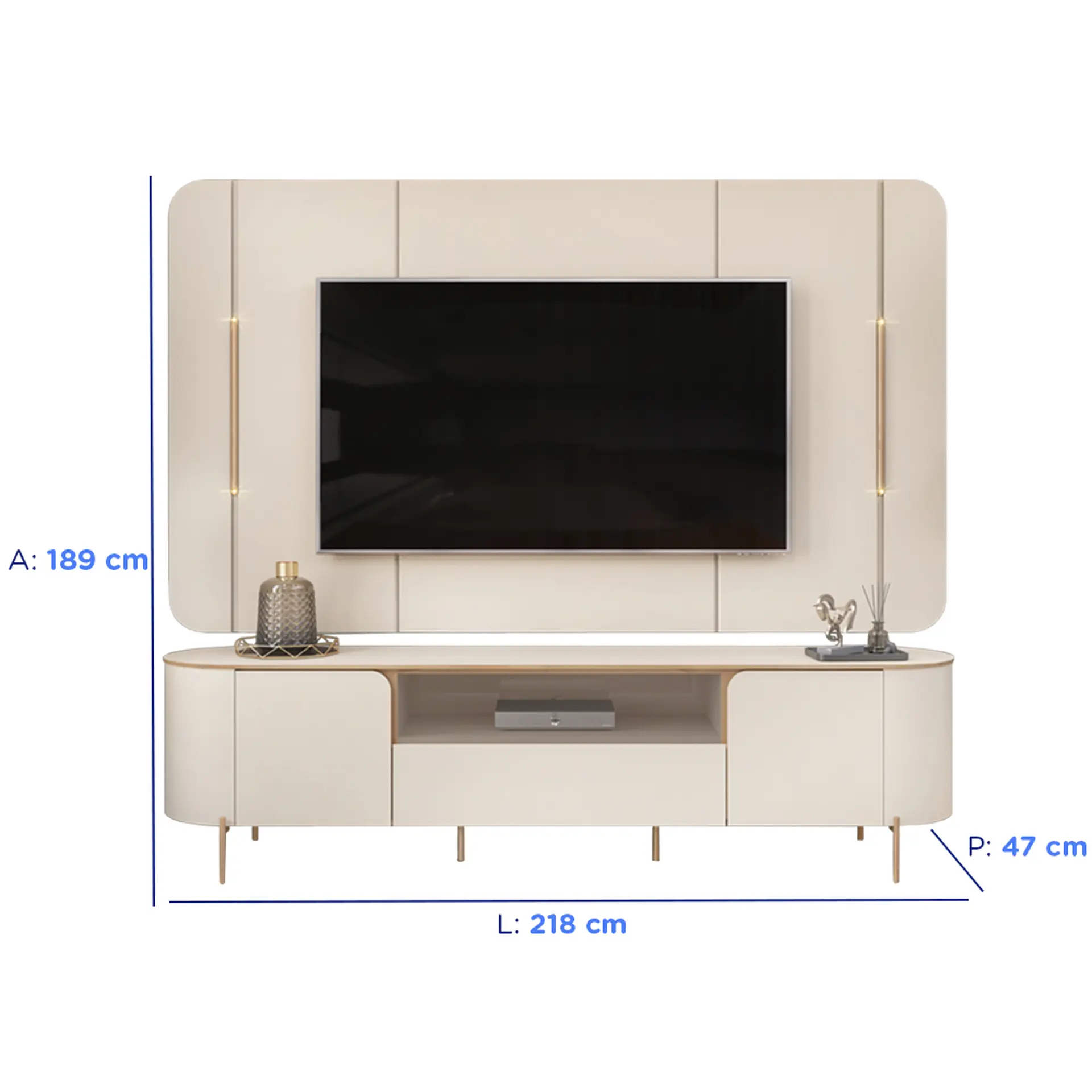 Rack com Painel para TVs até 75" MDF LED Areta DJ Móveis - Off White