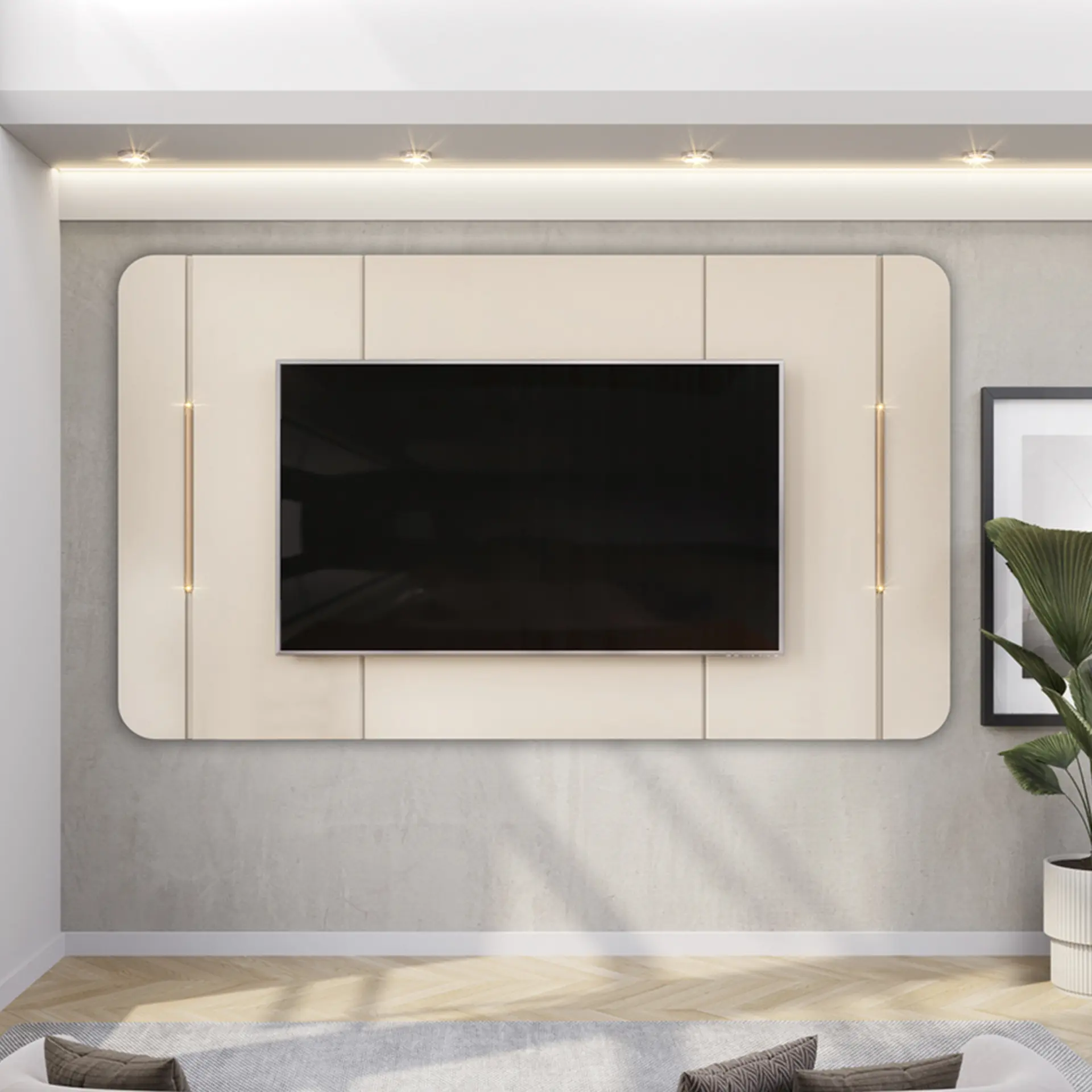 Rack com Painel para TVs até 75" MDF LED Areta DJ Móveis - Off White