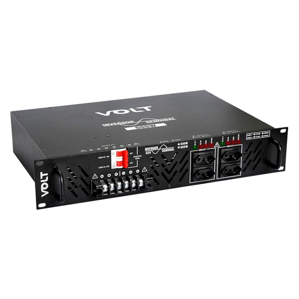 Inversor de Potência Senoidal 600W - Converte VDC 48 Volts para AC 127 Volts- 4 Tomadas - Volt 37.03.003