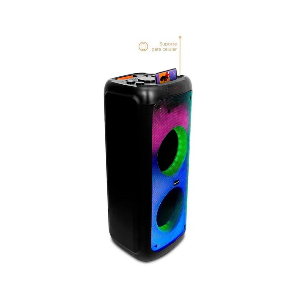 Caixa de Som Amplificada GT Evoke 1500 1500w Rms TWS, Bluetooth, USB, Cartão de memória, Rádio FM e Entrada Auxiliar Goldentec - 50247