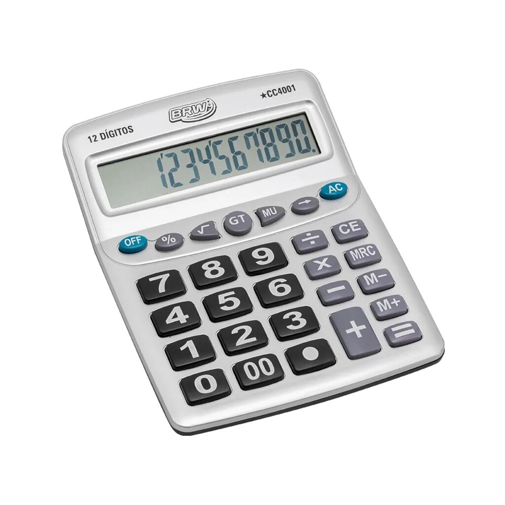 Calculadora Eletrônica de Mesa BIG 12 Dígitos Cinza BRW - Unitário - CC4001