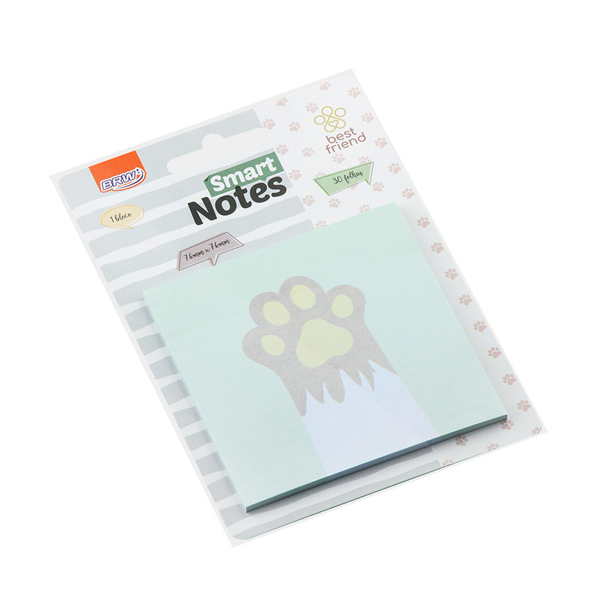 Bloco Adesivo BRW Pet Smart Notes 76x76mm com 30 Folhas