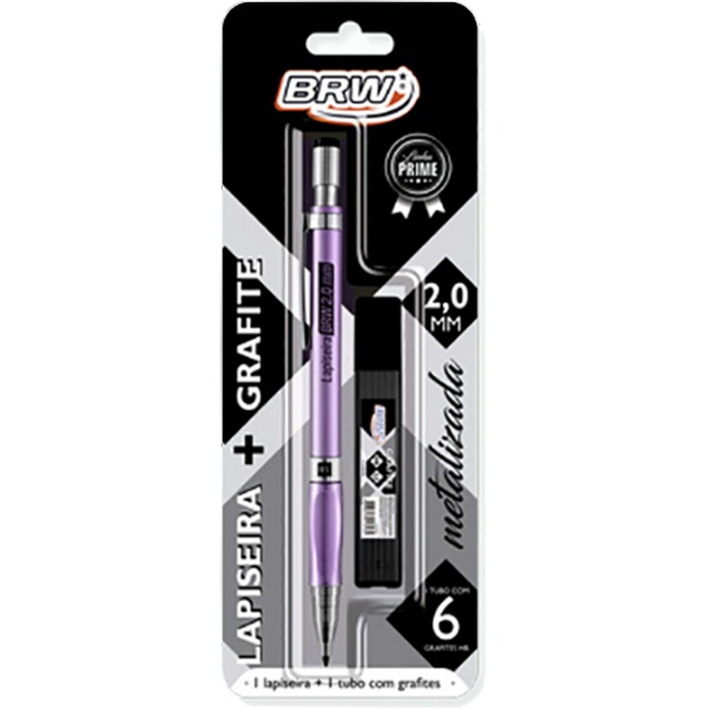 Lapiseira Técnica 2.0mm Metálica Rosa Brw - com Grafite - LP2004