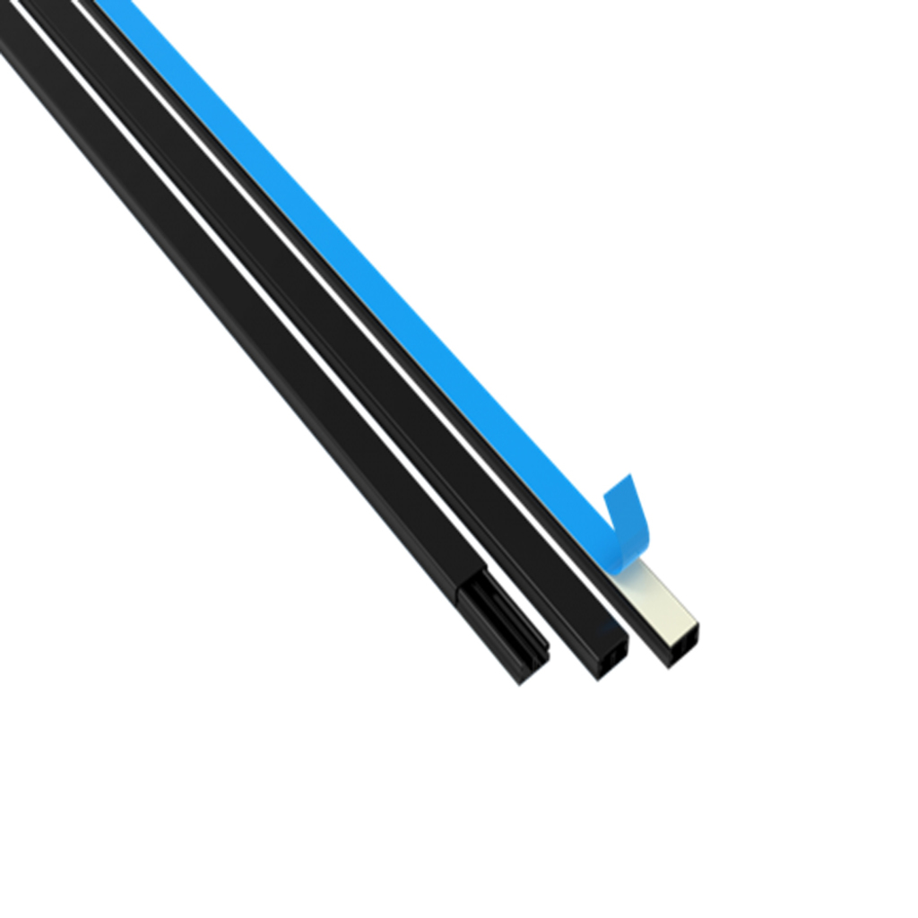 Canaleta Fechada Enerbras Barra 2 Metros 20x10mm Preto com Divisória e Fita Dupla Face - Vendido Unitário - 361/2-EFP