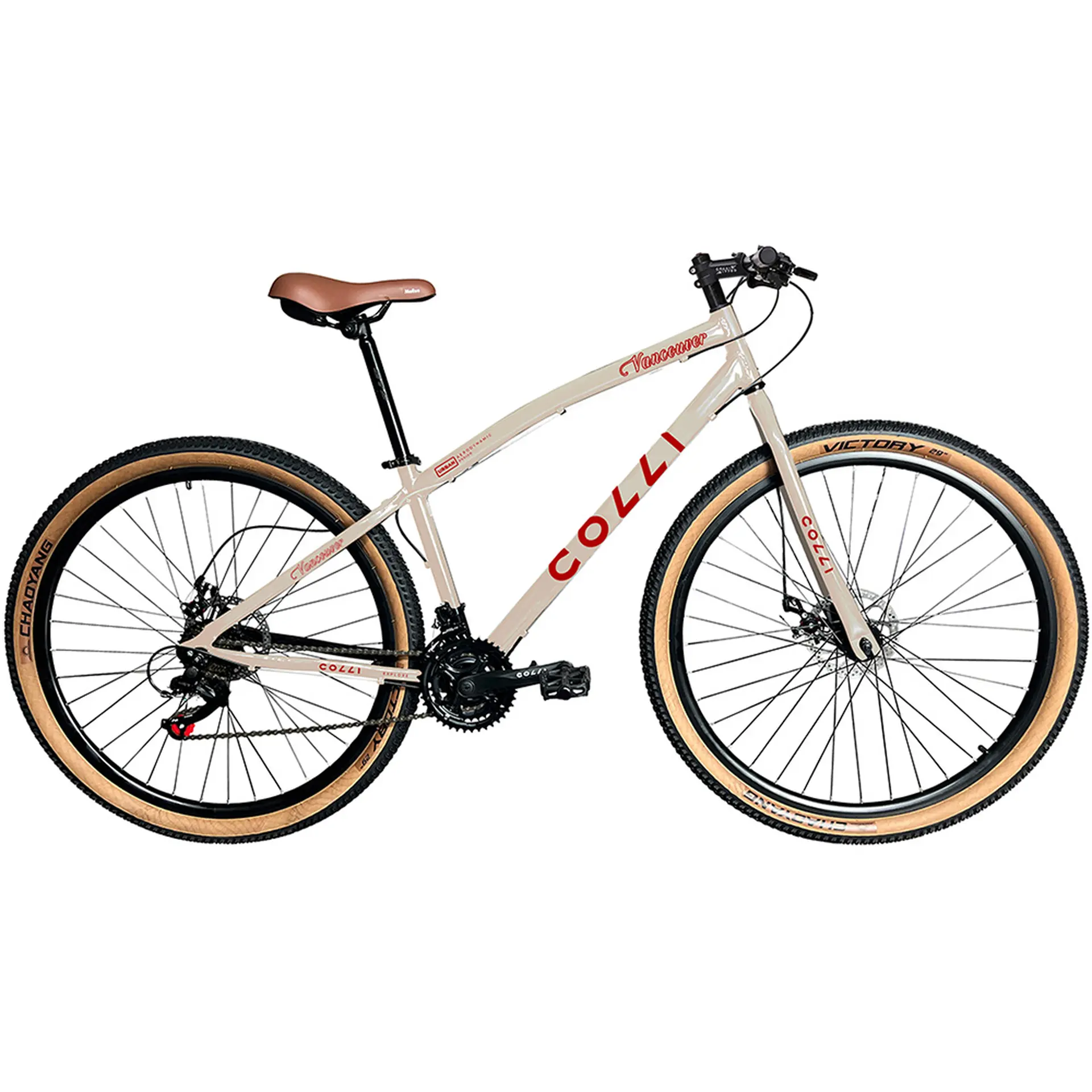 Bicicleta Aro 29 Colli Vancouver 21 Marchas Freio a Disco - Bege Retro