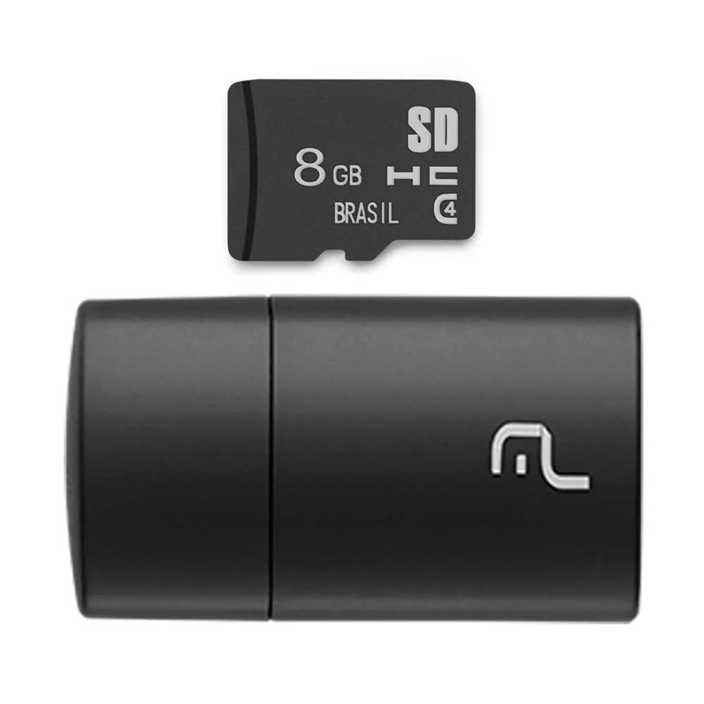Cartão de Memória Multilaser 8 GB Micro SD+USB Adaptador Classe 4 - MC161