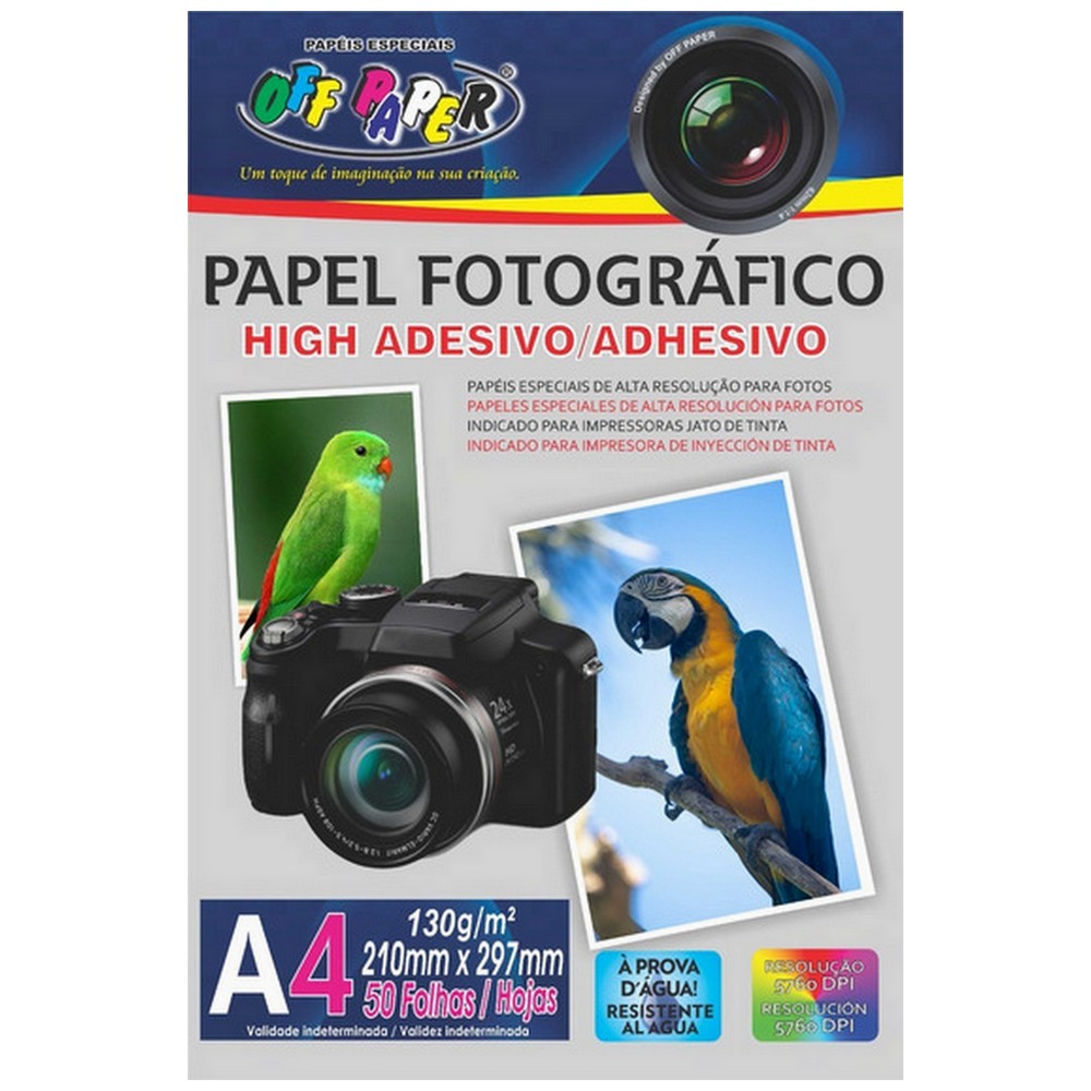 Papel Fotográfico High Adesivo A4 130g 50 Folhas Off Paper 10527 100010
