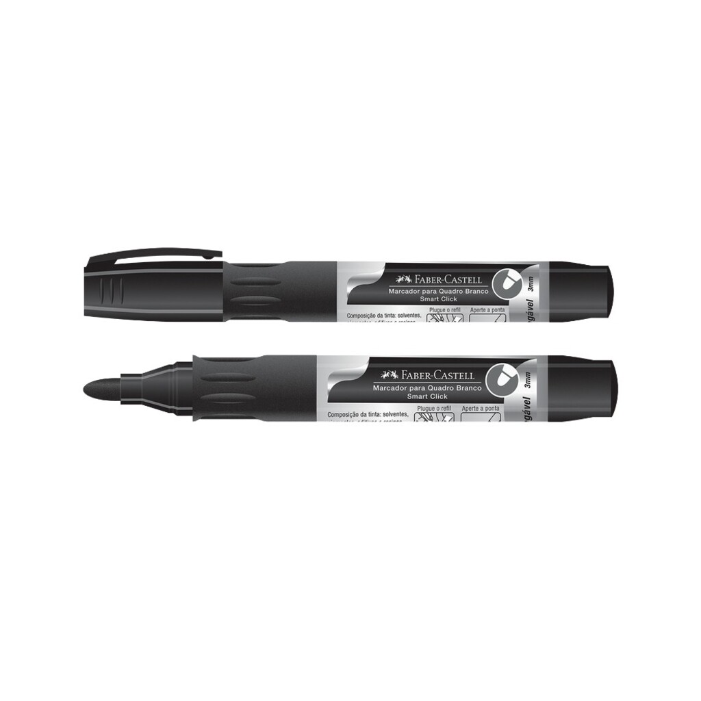 Caneta Quadro Branco Recarregável 3,0mm Caixa com 12 Unidades Preto - Faber Castell - MQB/RCPR