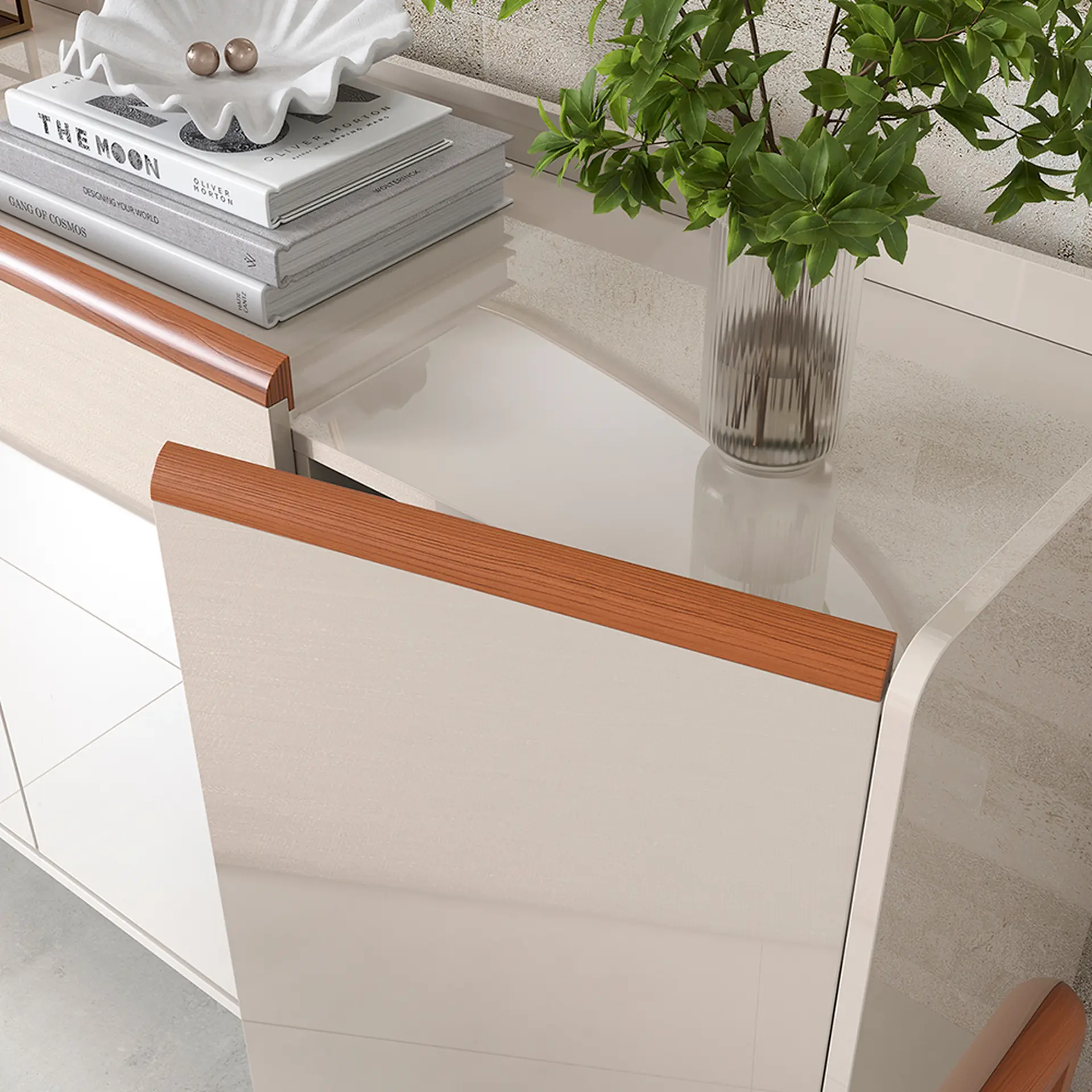 Buffet 4 Portas MDF MDP Elegance Lukaliam - Off White/Jequitiba