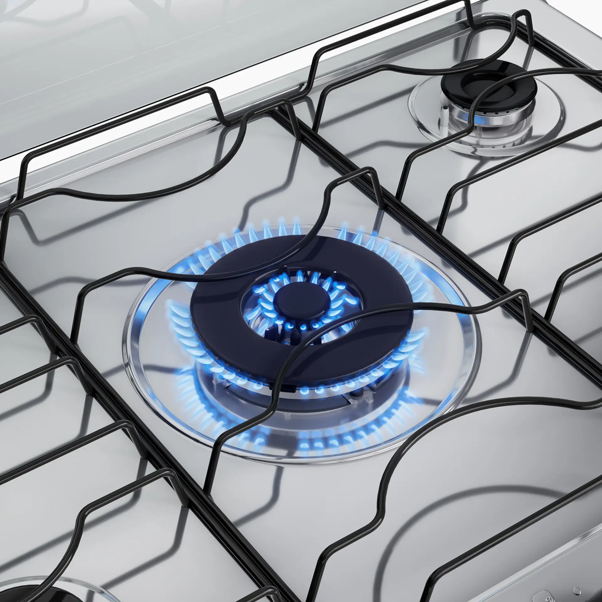 Fogão Atlas Agile Up 5 Bocas Automático Mesa de Inox Tripla Chama Forno 86,5L - Preto - Bivolt