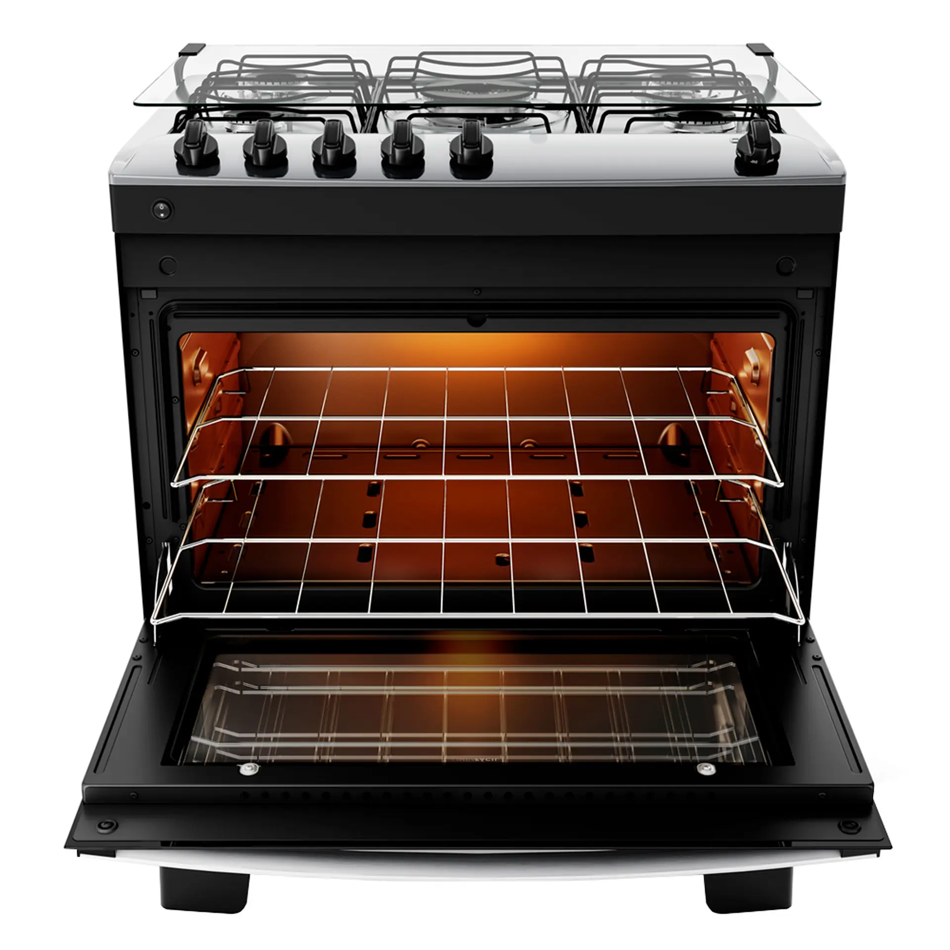 Fogão Atlas Agile Up 5 Bocas Automático Mesa de Inox Tripla Chama Forno 86,5L - Preto - Bivolt