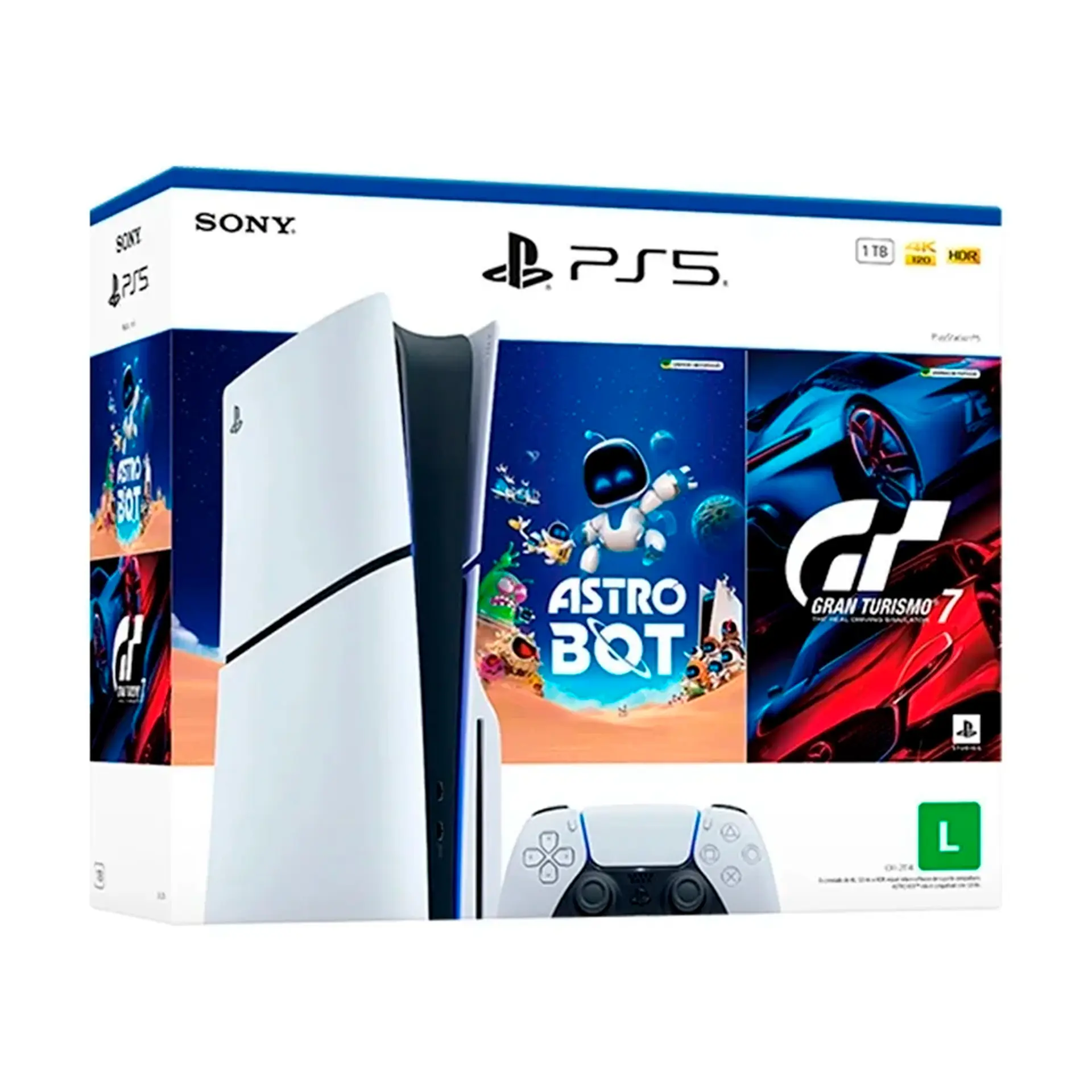 Console PlayStation 5 Slim Disk 1TB SSD + 2 Jogos 1 Controle DualSense - Branco/Preto - Bivolt