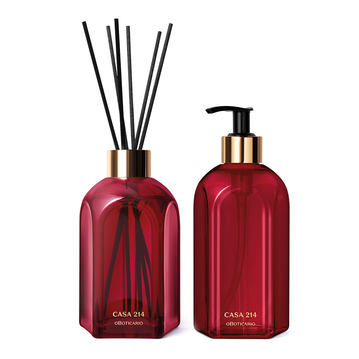 Combo Casa 214 Gardênia Imperial: Sabonete Líquido 400ml + Difusor de Ambiente com Varetas 250ml