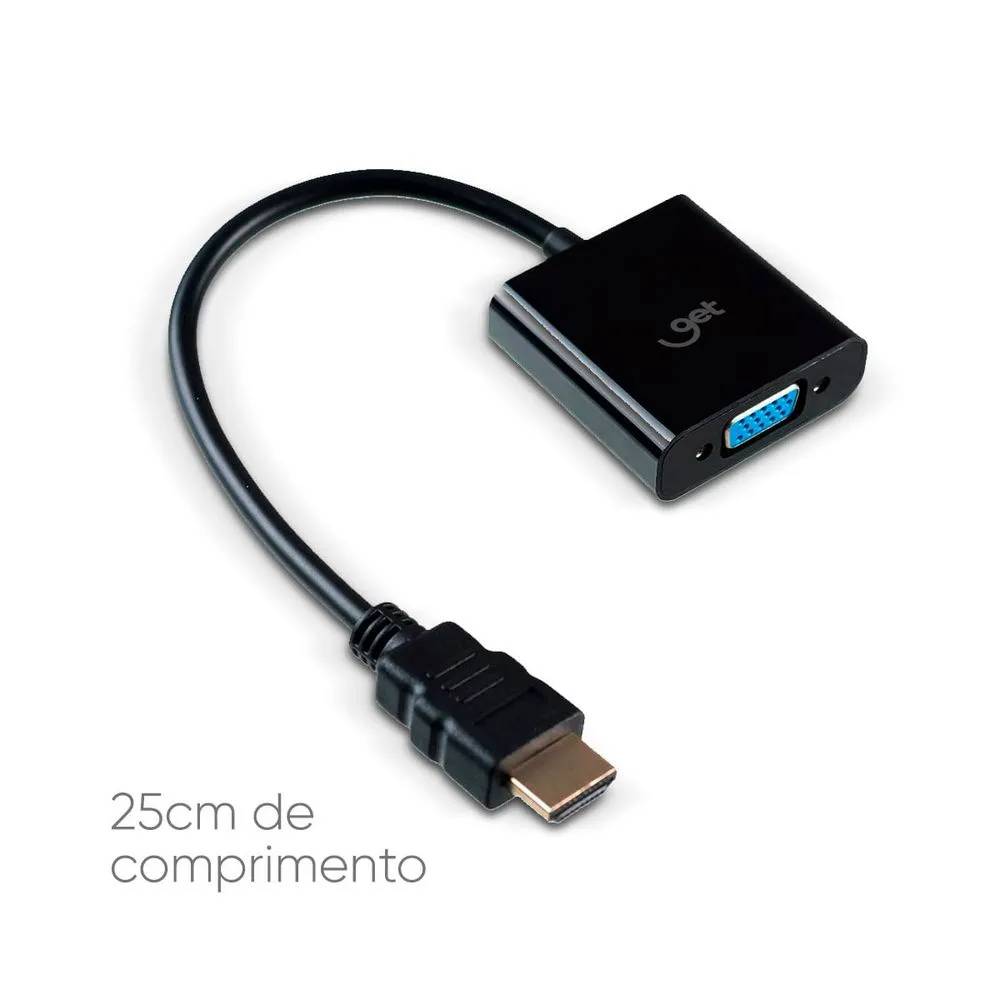 Cabo Conversor HDMI Macho para VGA Fêmea 25cm Goldentec Get GT72396