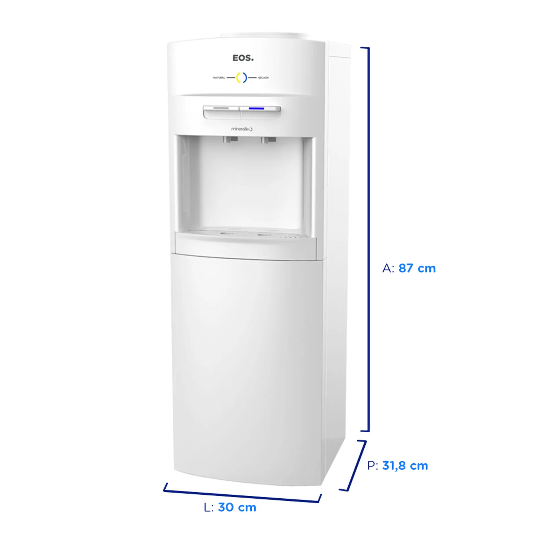 Bebedouro de Água Coluna para Garrafão de 10 e 20L EOS Mineralle - Branco - 110 Volts