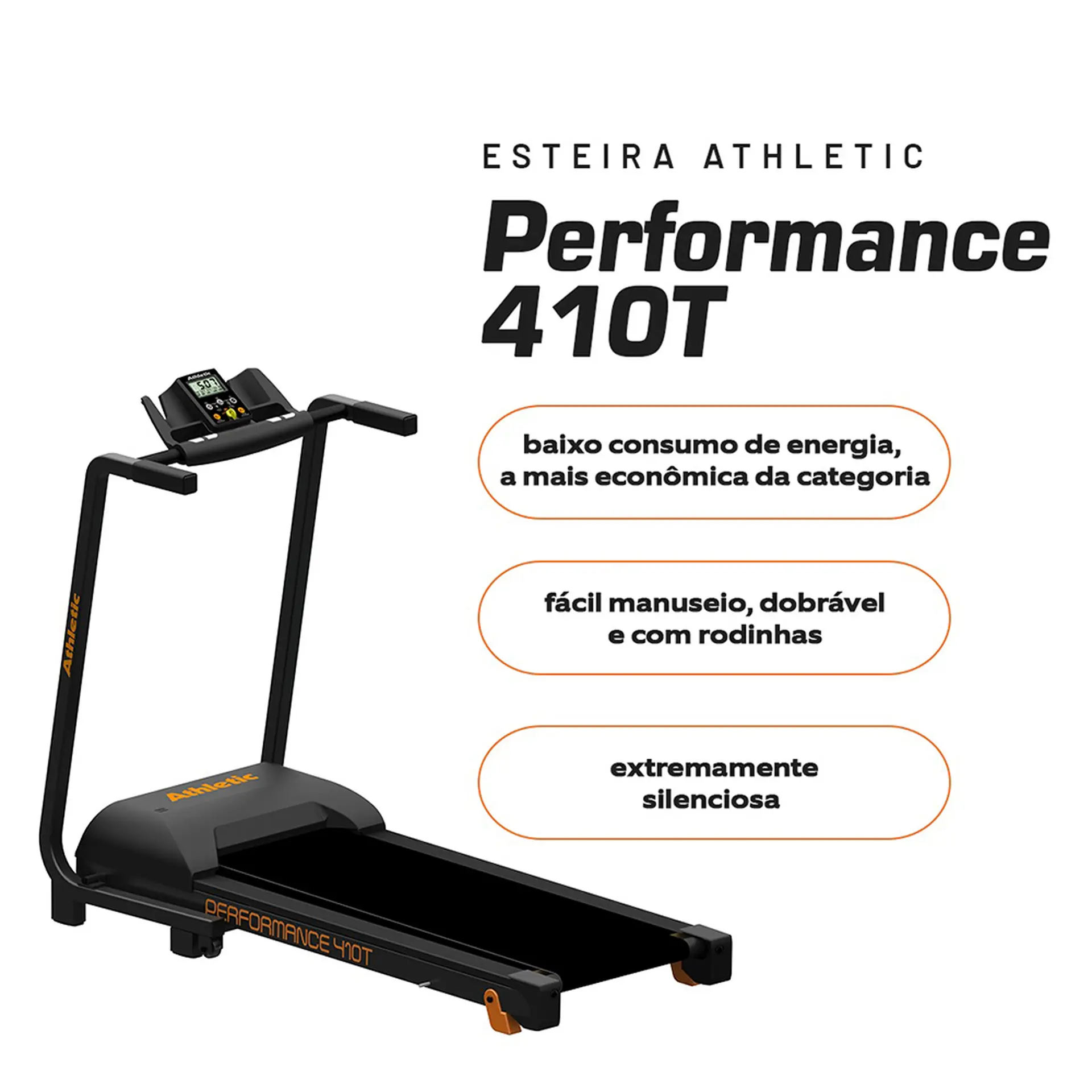 Esteira Ergométrica Athletic Performance 410T 120Kg Dobrável 4.0 HPM - Grafite - Bivolt