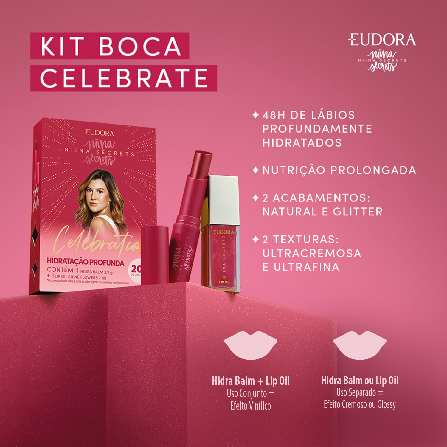 Niina Secrets Celebration: Hidra Balm 3,2g + Lip Oil Shine Flowers 7ml