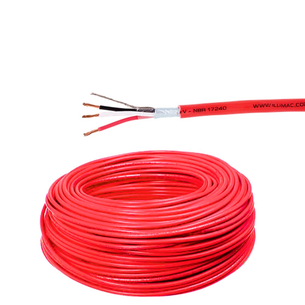 Cabo para Alarme de Incêndio Blindado Vermelho 3x1,5mm 300m Ilumac 70026