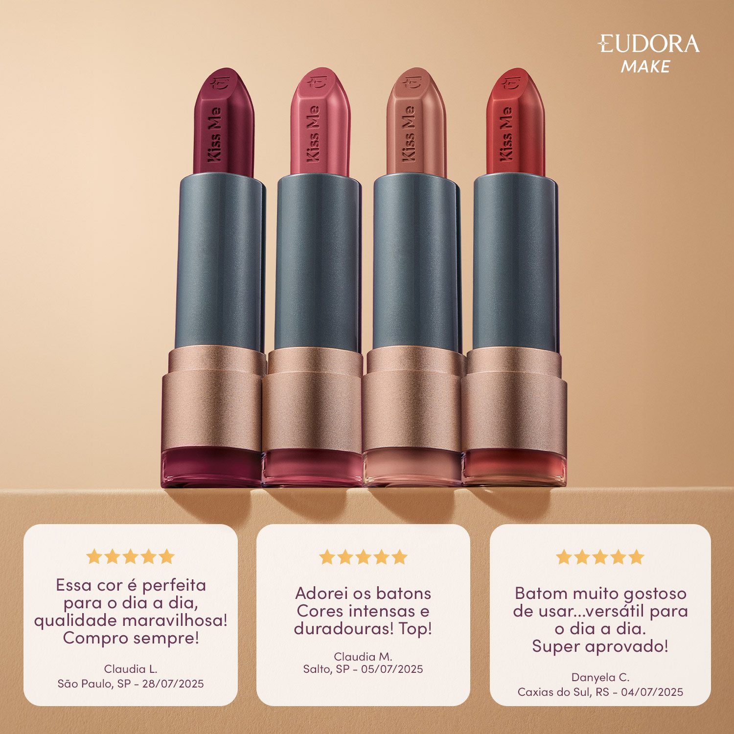 Batom Mate Vermelho Moderno SOUL Kiss Me 3,7g