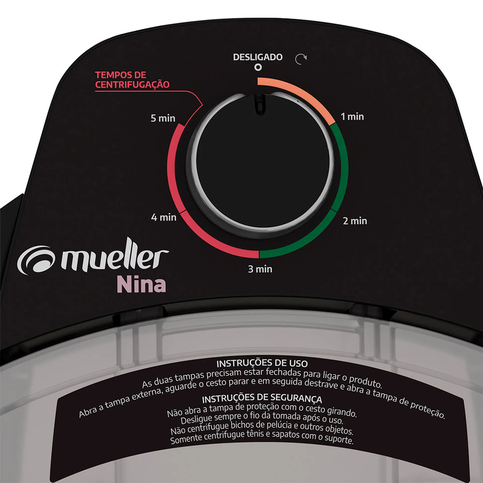 Centrífuga de Roupa Mueller Nina 8,8kg Desligamento Automático 60005100 - Preto - 110 Volts