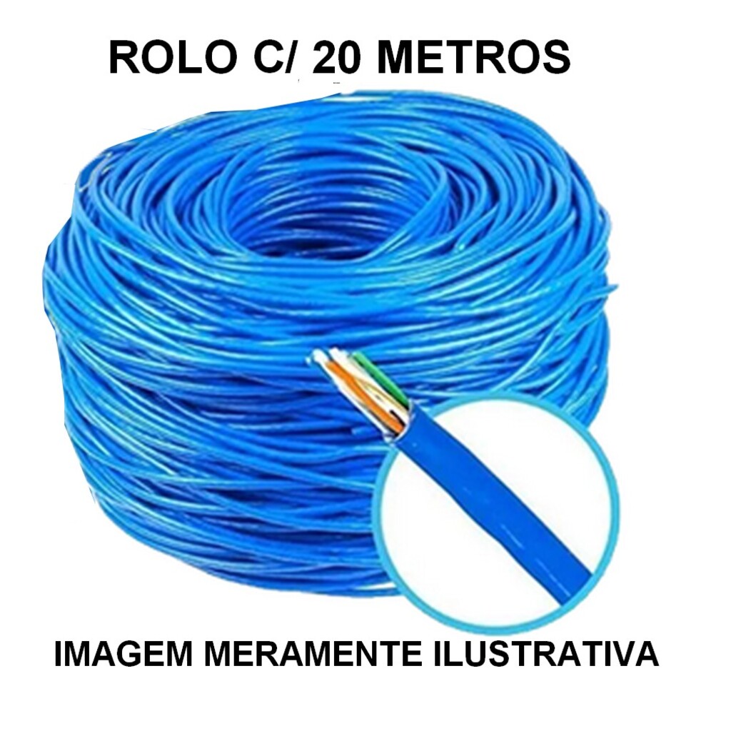 Cabo de Rede 24AWG Linkeo Legrand Cat.5E 4 Pares Azul 632781 Rolo 15m 100% Cobre Homologado ANATEL