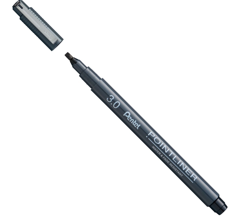 Caneta Nanquim Pentel Pointliner 3.0m Preto
