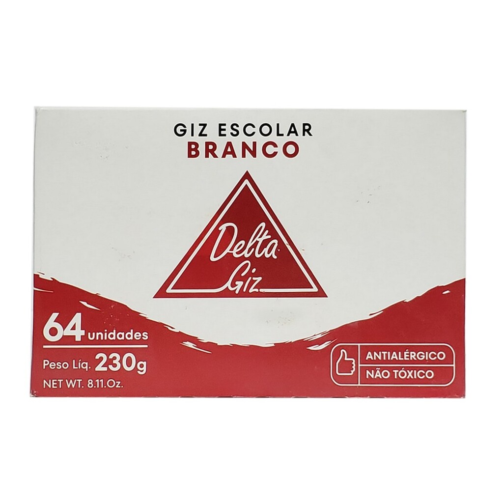 Giz Comum Branco Delta - Caixa com 64 Palitos - 0202