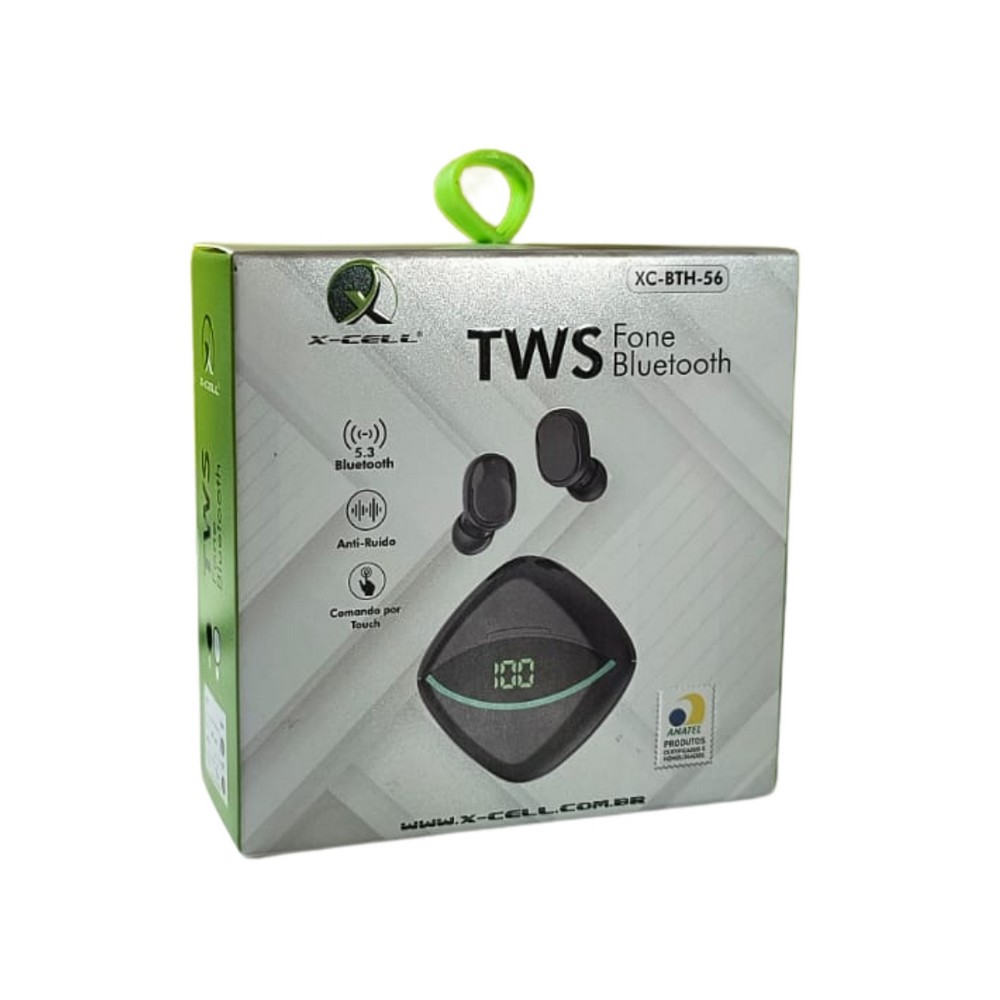 Fone de Ouvido Auricular TWS Bluetooth 5.3 Preto X-Cell XCBTH56