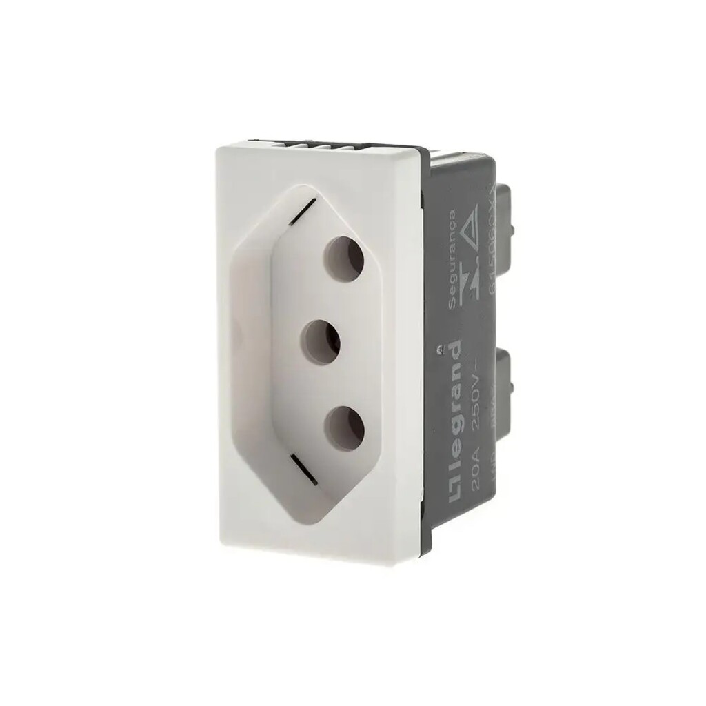 Tomada Módulo 2 Pinos + Terra 20A Pial Plus+ I Legrand  Branco - 615060BC