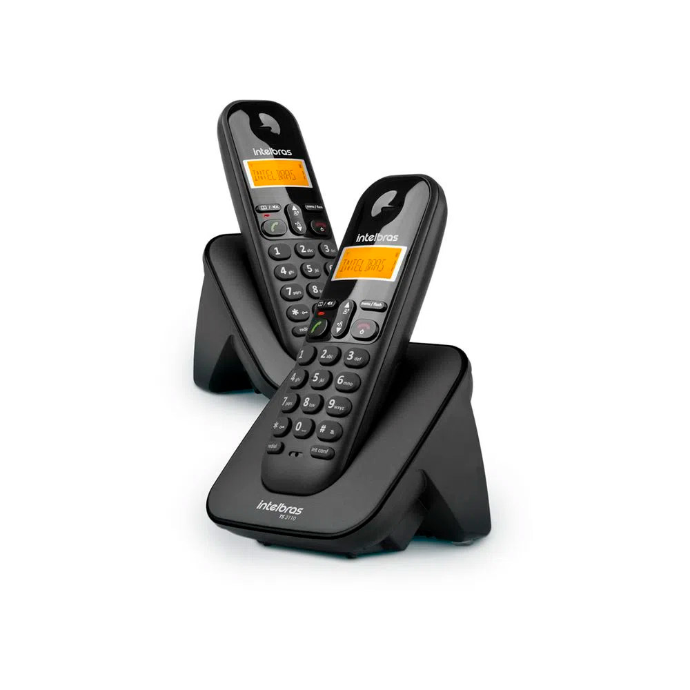 Kit Telefone Sem Fio Base + 1 Ramal Intelbras TS 3112 Preto